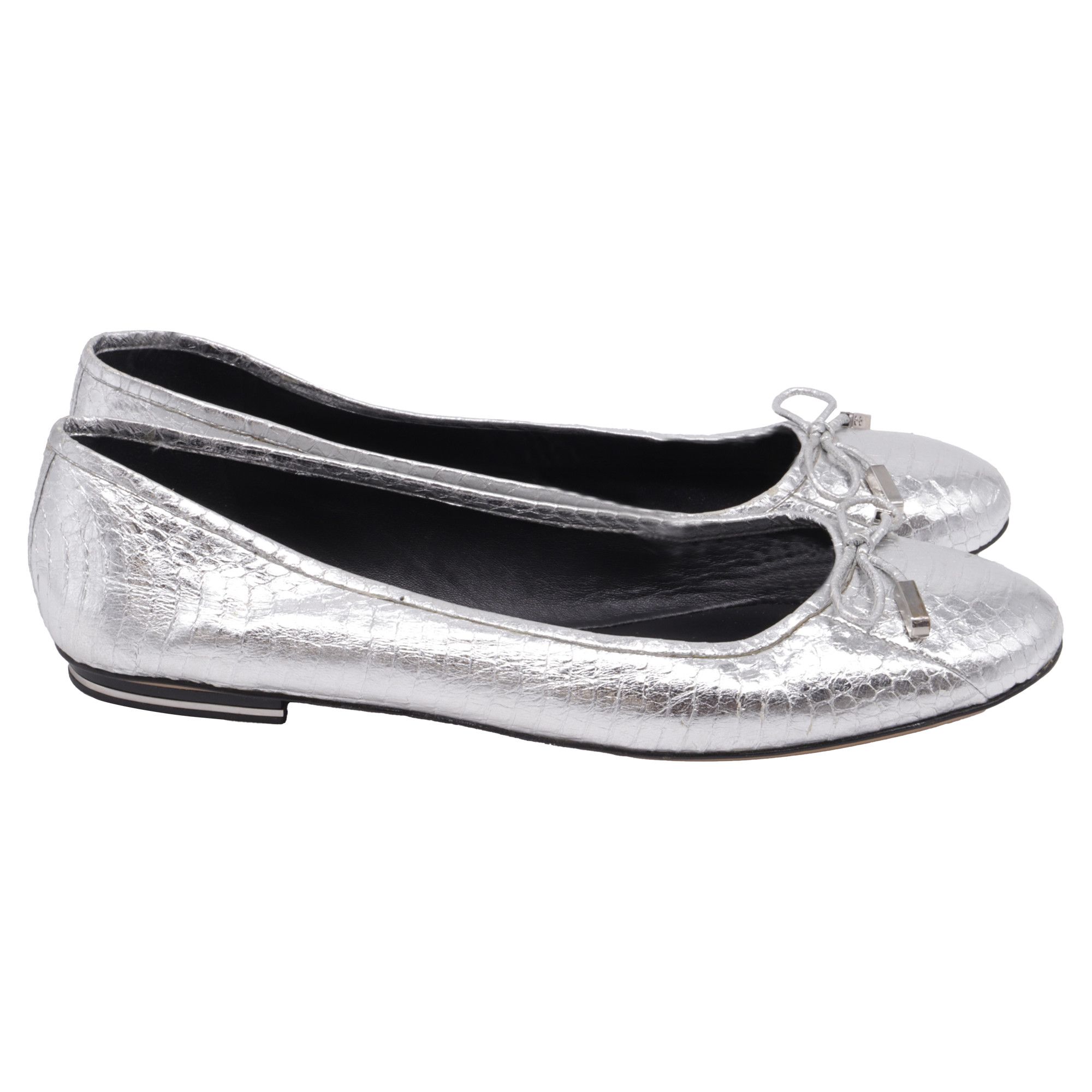 Michael Kors Michael Kors Bow Embellished Ballet Flats in Metallic Silve Size US 8.5 / IT 38.5 - 1 Thumbnail