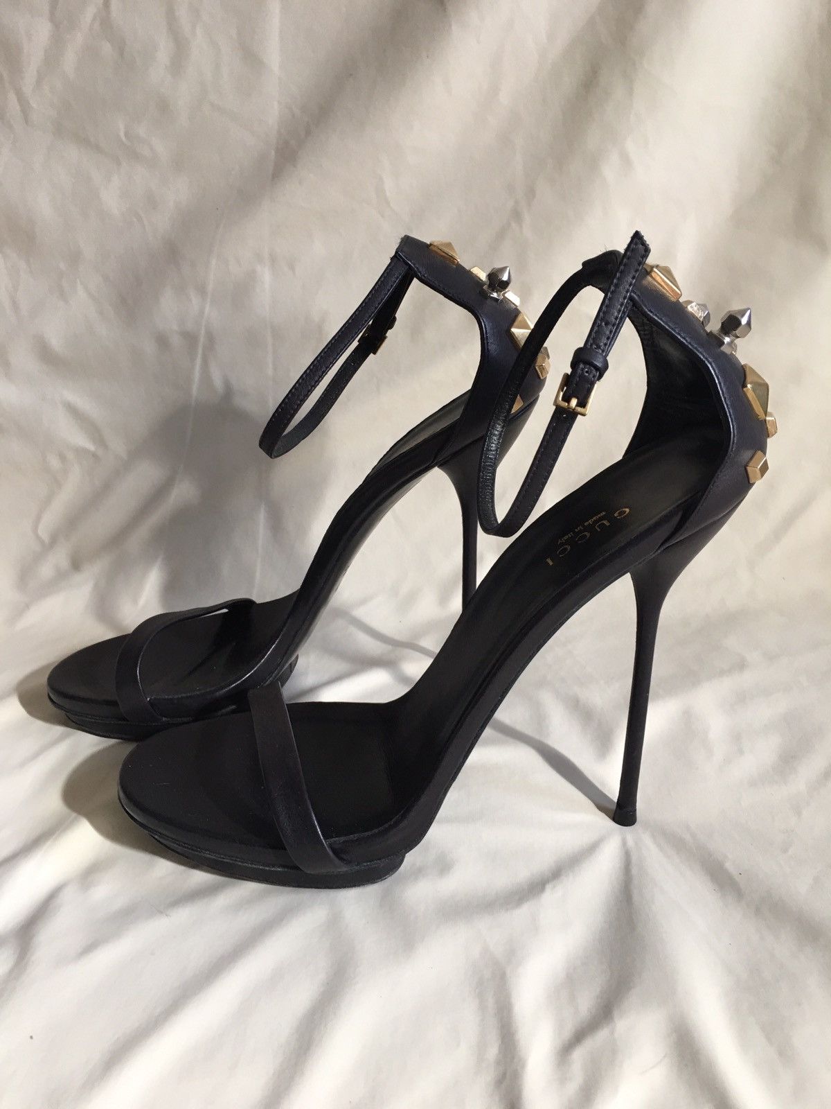 Gucci GUCCI Kinga Black Leather Heels Sandals EU 40.5 Size US 10.5 / IT 40.5 - 11 Thumbnail