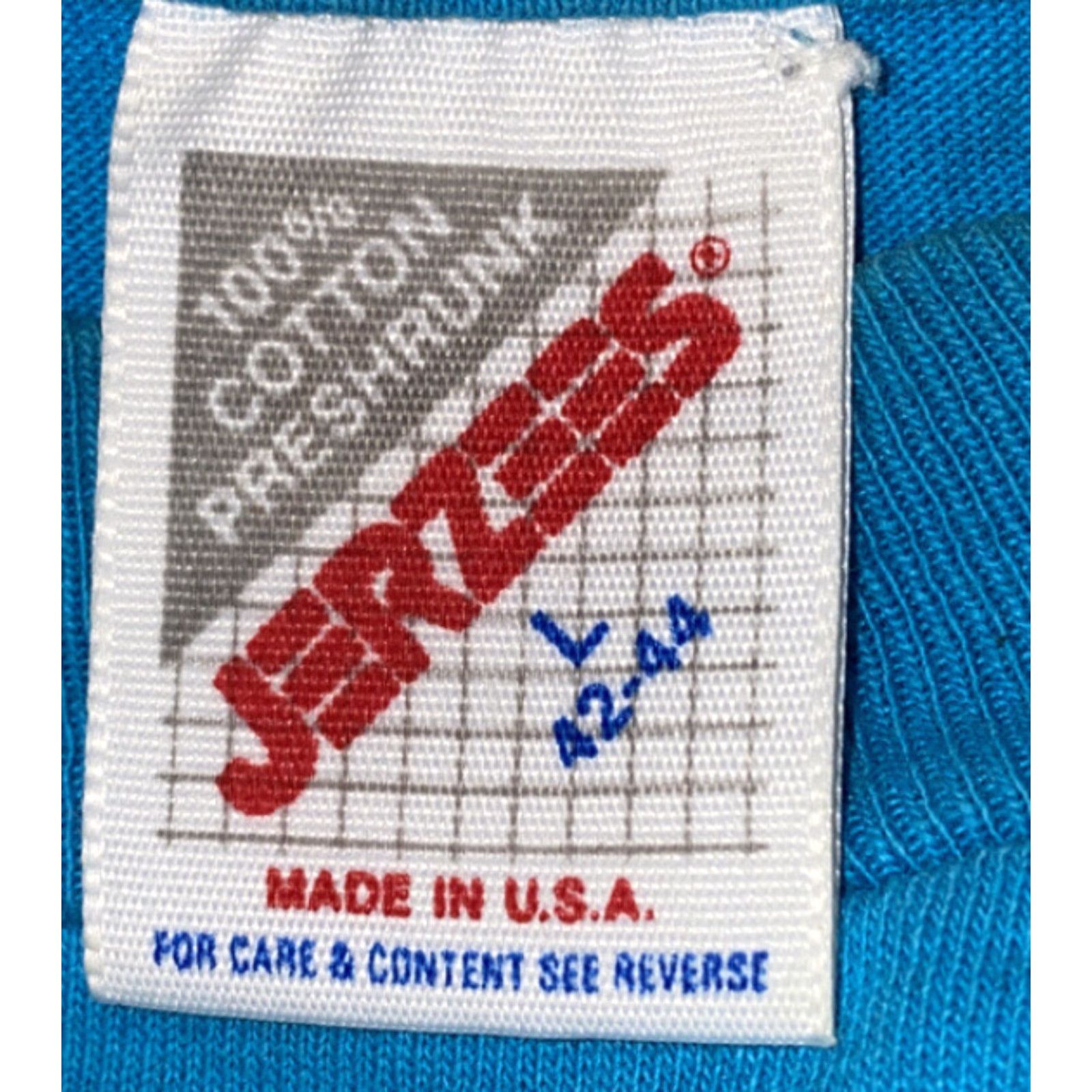 Jerzees VINTAGE Jerzees Alaska Graphic T-Shirt Blue USA Size L Mens Regular Short Sleeve Cotton Size US L / EU 52-54 / 3 - 4 Thumbnail