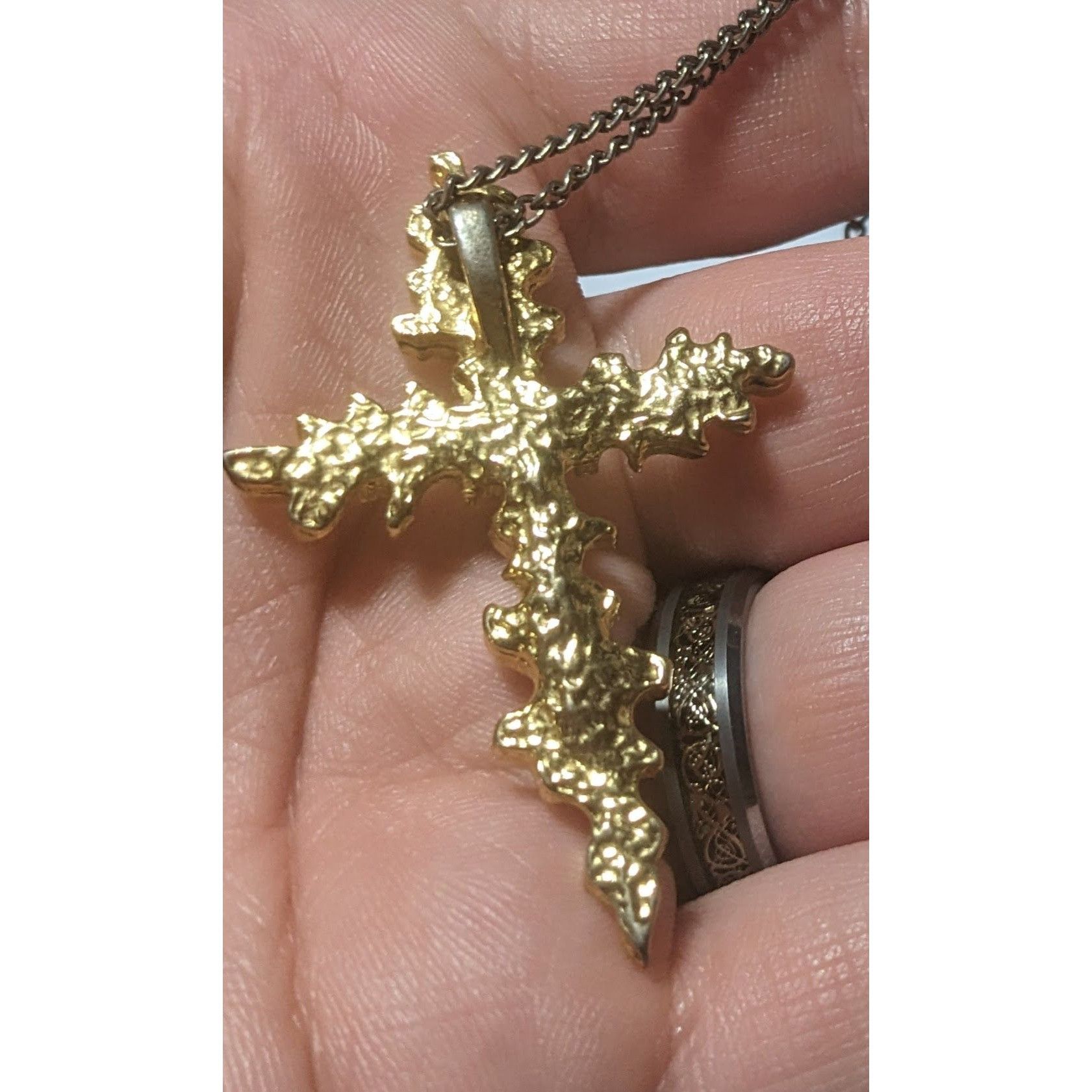 Other Abstract Gold Flame Cross Pendant Necklace Size ONE SIZE - 5 Thumbnail