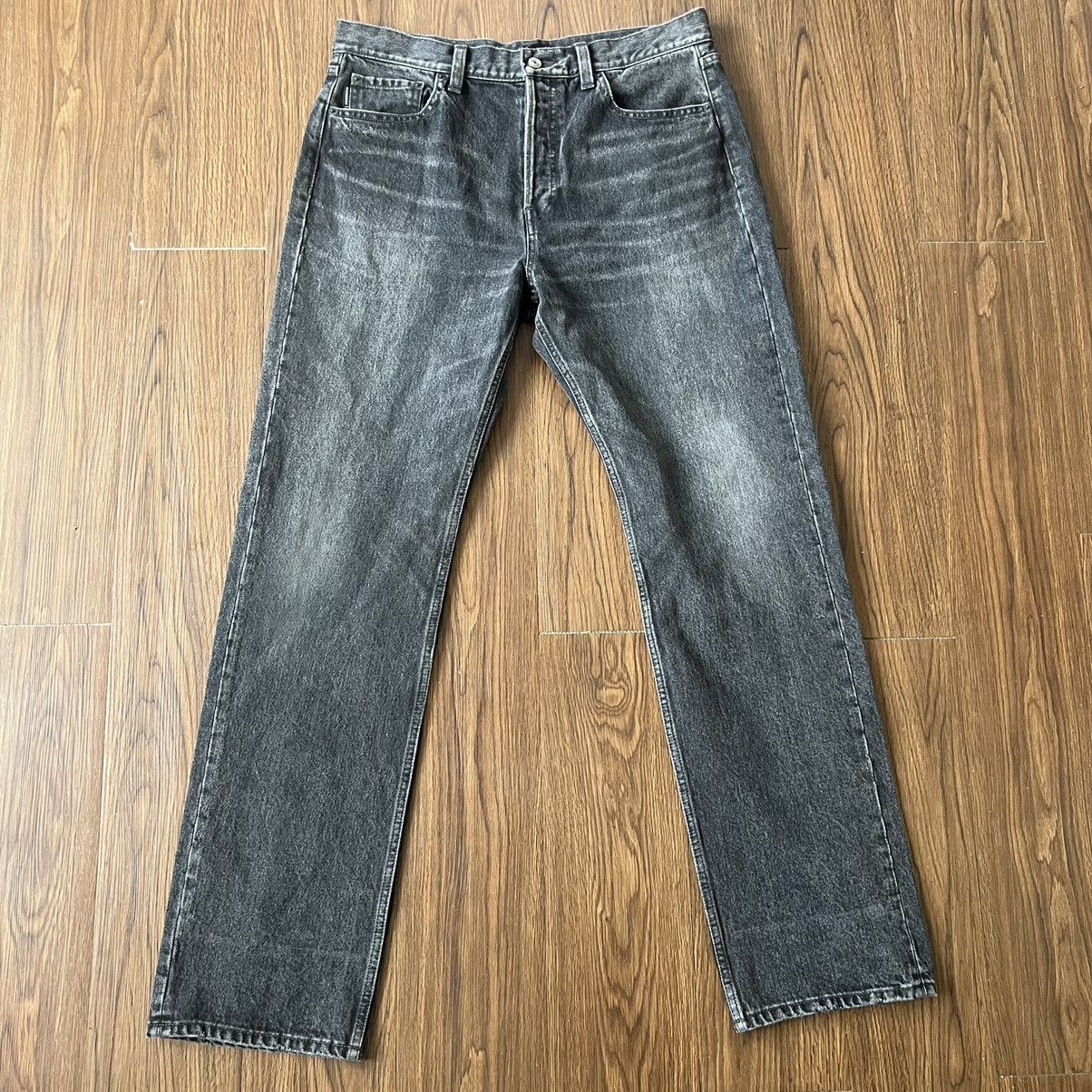 Image of Balenciaga Straight Leg Denim Jeans in Black, Men's (Size 34)