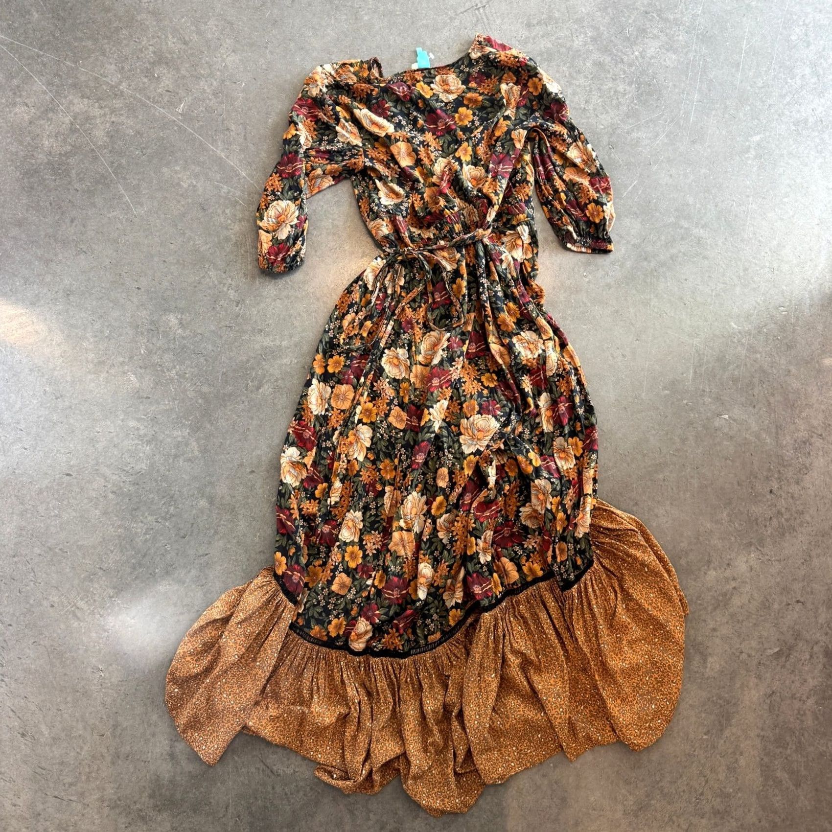 Farm Rio VINTAGE Farm Rio Madrid Floral Brown Wrap Maxi Dress Petite Size S Women's Y2K Size S / US 4 / IT 40 - 3 Thumbnail