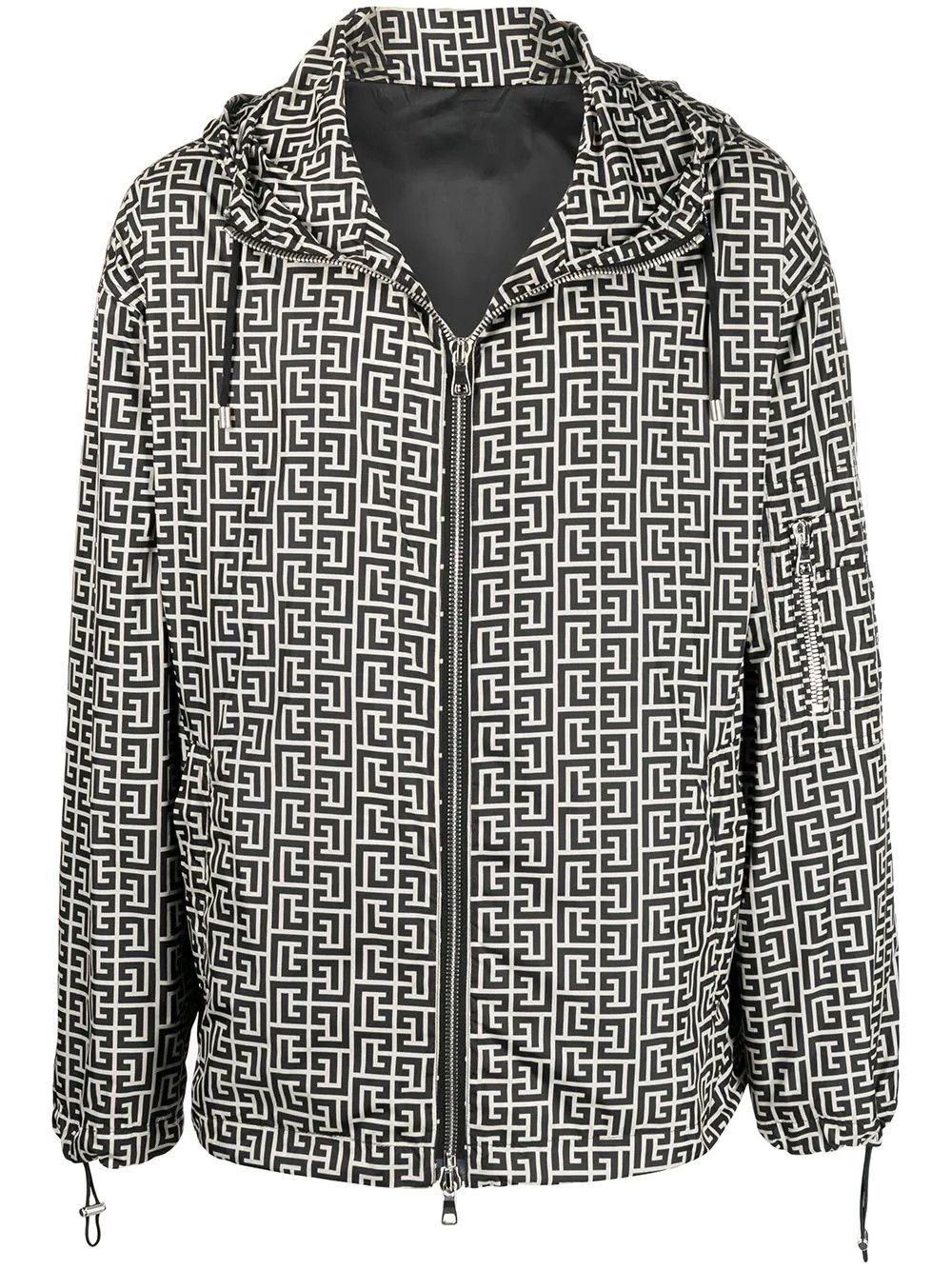 o1srvl11e1123 Hooded Jacket in White Black