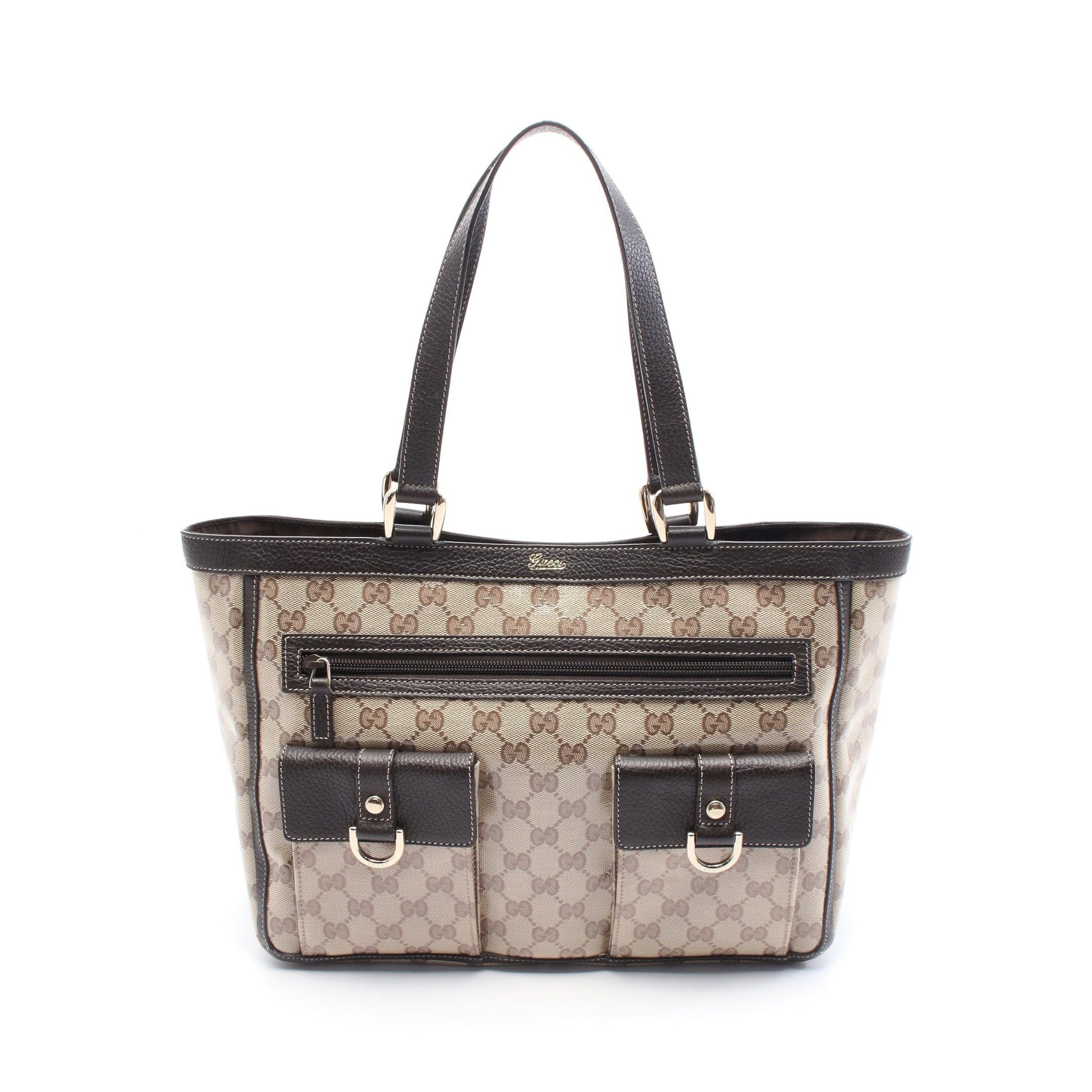 Gucci Gucci Abby Gg Crystal Shoulder Bag Tote Coated Canvas Leather Beige Brown Size ONE SIZE - 1 Thumbnail