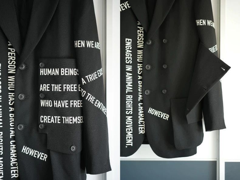 Yohji Yamamoto Yohji Yamamoto Black Suit with Messages from Yohji Yamamot Size US S / EU 44-46 / 1 - 3 Thumbnail
