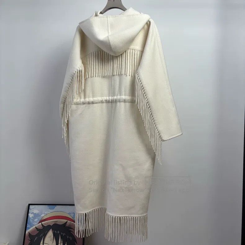 Hermes Hermes Pure White Fringe Cashmere Overcoat Size XXS / US 00 / IT 34 - 2 Thumbnail