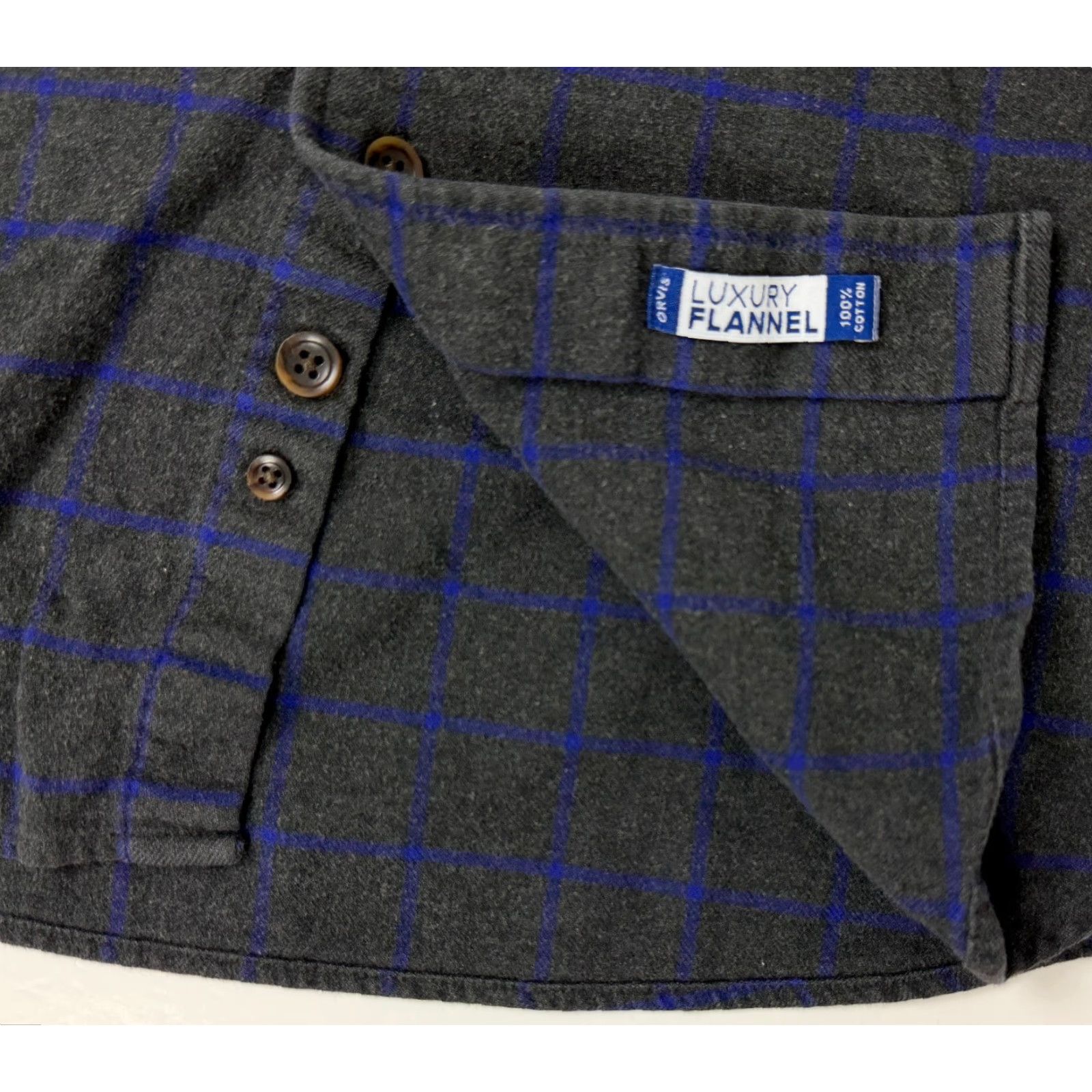 Orvis Orvis Luxury Flannel Shirt Men M Gray Blue Check Button-Up Shirt-Long Sleeve Casual Outdoors Mens M Cotton Flannel Check Pockets Size US M / EU 48-50 / 2 - 2 Thumbnail