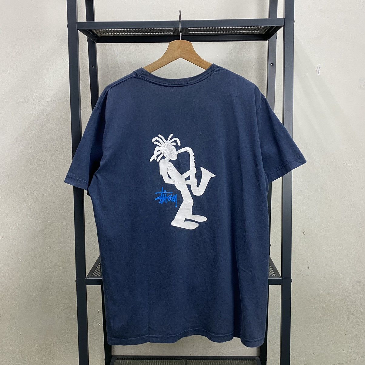 🔥Vintage 90s Stussy Rasta Trumpet Saxophone White T-Shirt