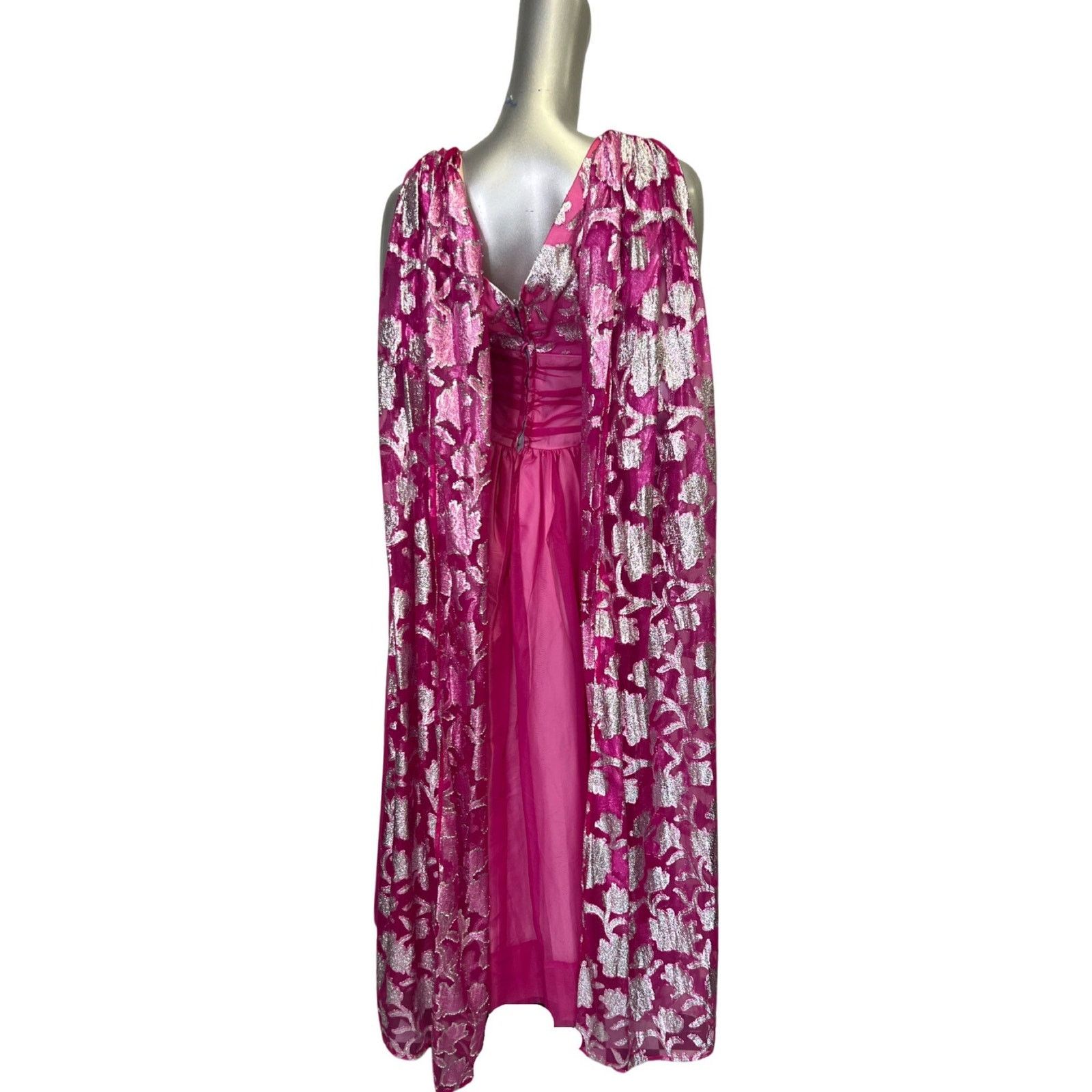 Vintage Vintage 1960s Magenta and Silver Goddess Gown XS-Small Size S / US 4 / IT 40 - 4 Thumbnail