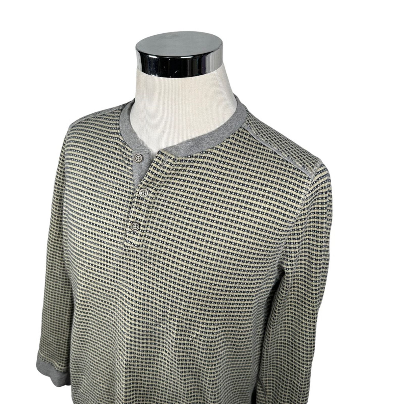 Carbon2Cobalt Carbon 2 Cobalt Henley Geometric Cotton Sweatshirt Beige L Size US L / EU 52-54 / 3 - 4 Thumbnail