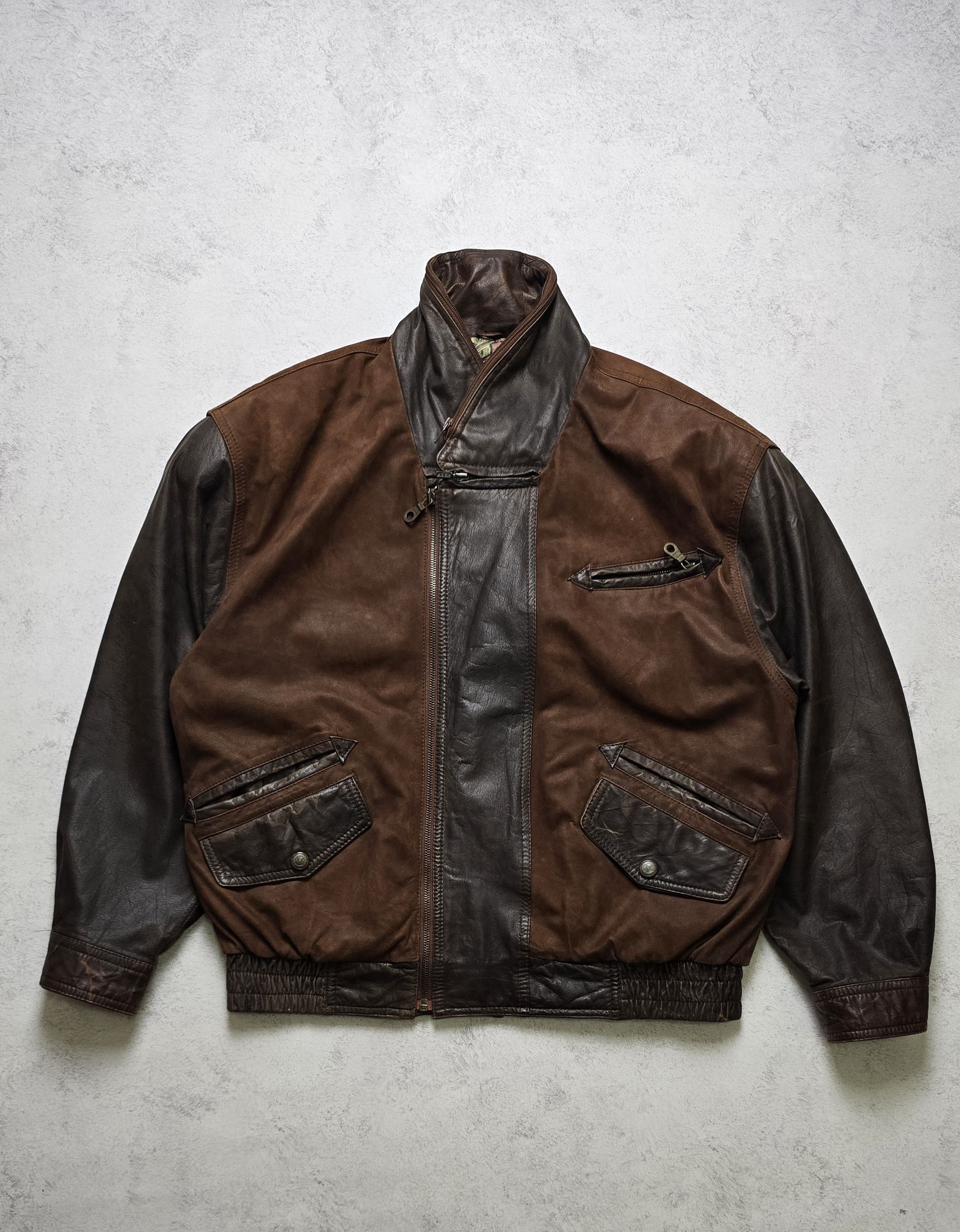 Chevignon VTG Leather Bomber Jacket Brown Bahamas Lining Aviator Heavy Size US L / EU 52-54 / 3 - 2 Thumbnail