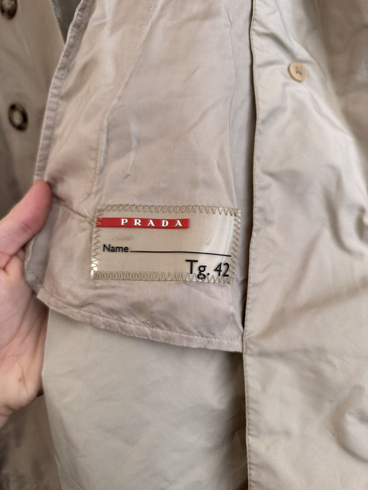 Prada Prada Women’s Double Breasted Coat 42IT Beige Black Tab Size M / US 6-8 / IT 42-44 - 7 Thumbnail