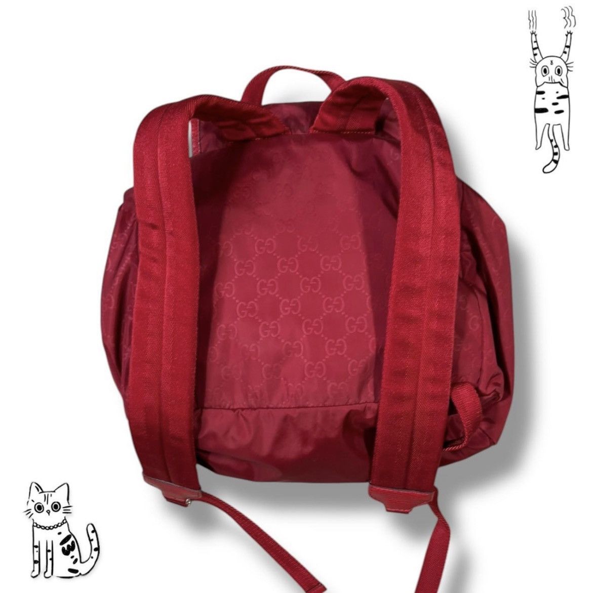 Gucci GUCCI GG Red Nylon Leather Backpack used made in italy Size ONE SIZE - 2 Thumbnail