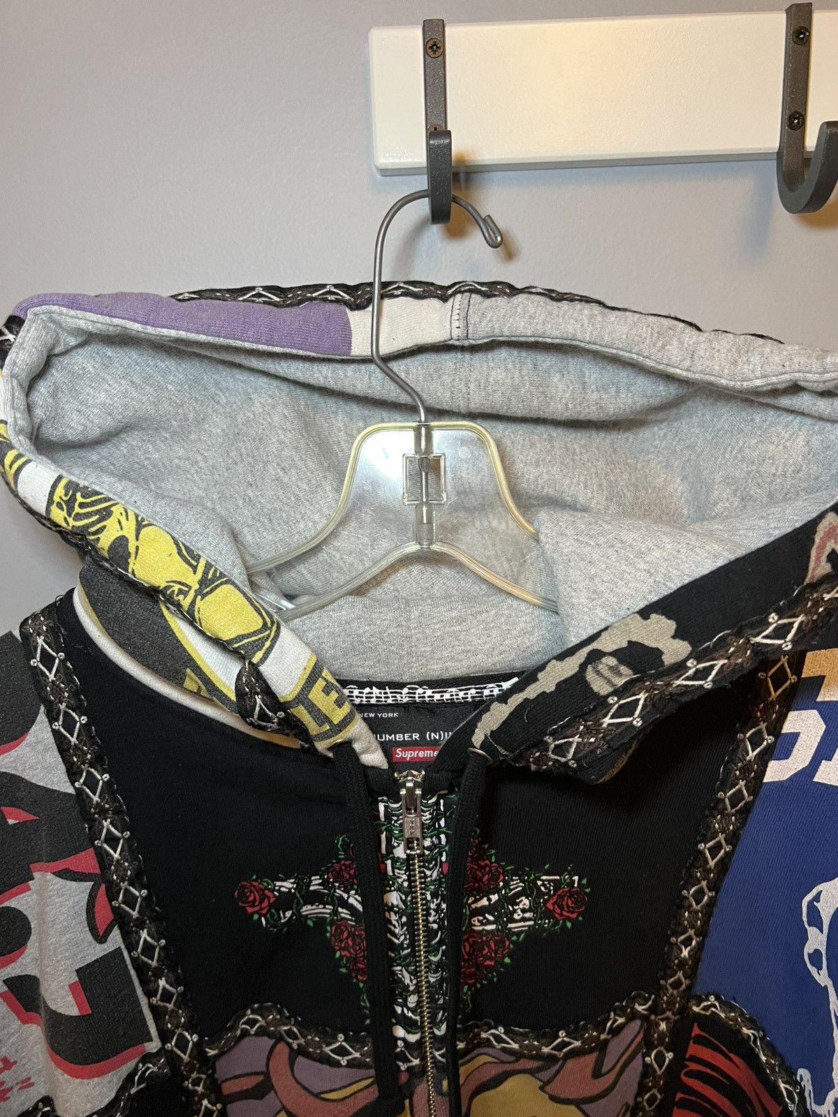 Number (N)ine × Supreme Supreme X Number (N)ine patchwork zip-up hoodie Size US XL / EU 56 / 4 - 9 Thumbnail
