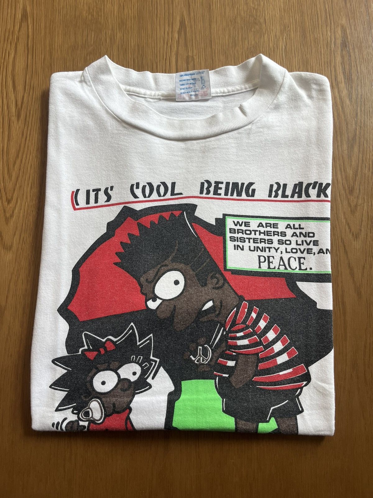 Vtg Simpsons It’s Cool Being Black PEACE parody 90’s Tshirt