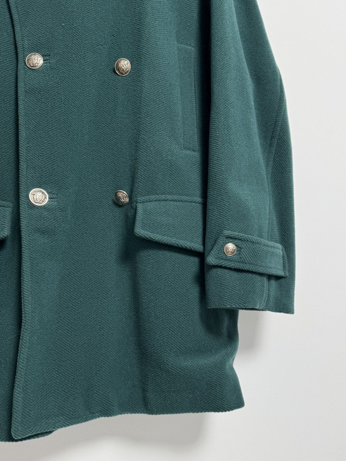 Versace Versace Coat Men’s Green Wool Luxury Coats Size US L / EU 52-54 / 3 - 3 Thumbnail