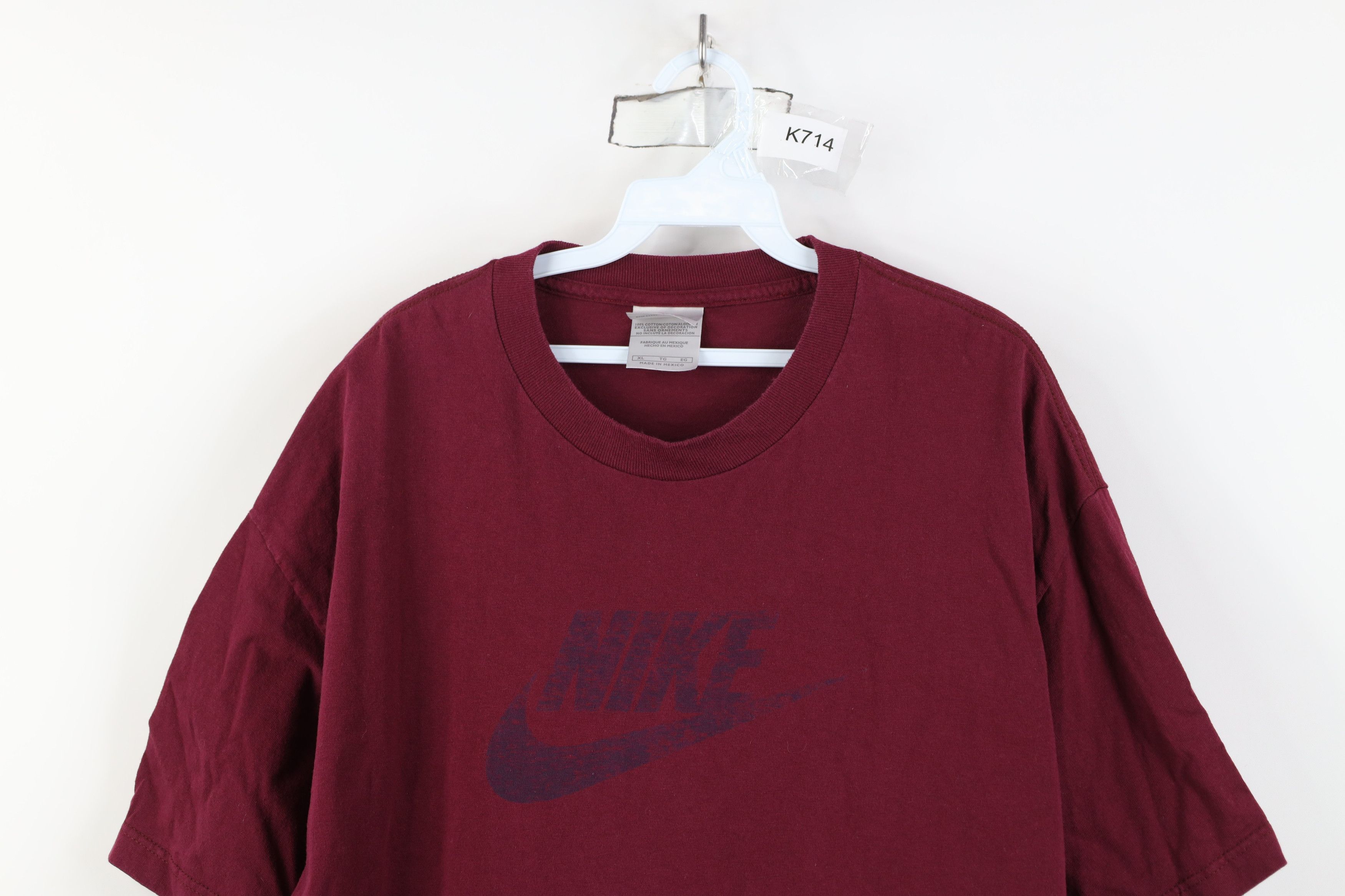 Nike Vintage Y2K Nike Scott Big Center Swoosh T-Shirt Burgundy Size US XL / EU 56 / 4 - 2 Thumbnail