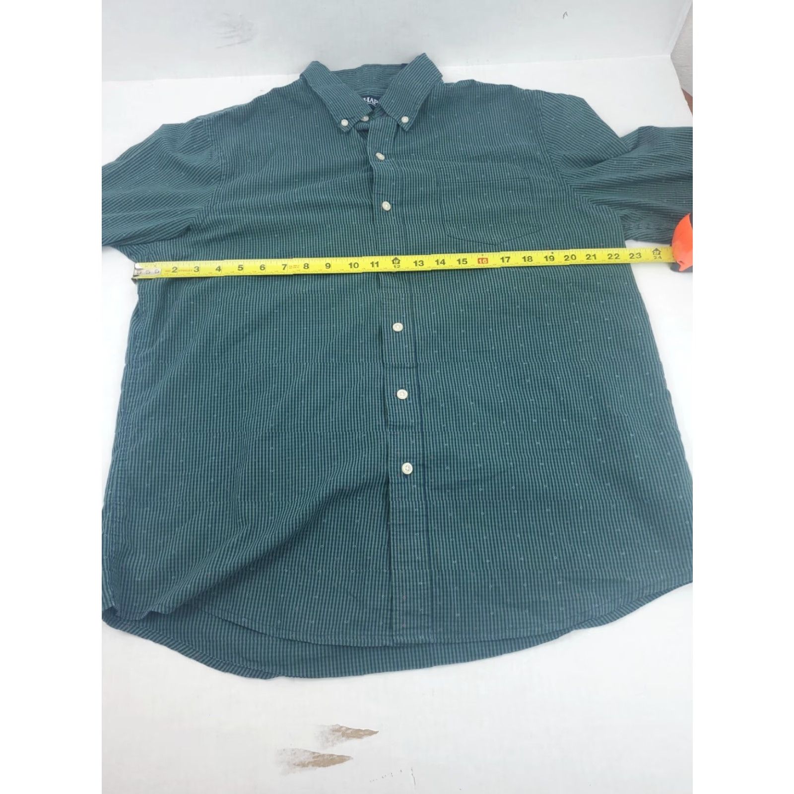 Chaps CHAPS Shirt Button-Down Striped Green Navy Stretch Easy Spandex Car Regular L Mens Size US L / EU 52-54 / 3 - 7 Thumbnail