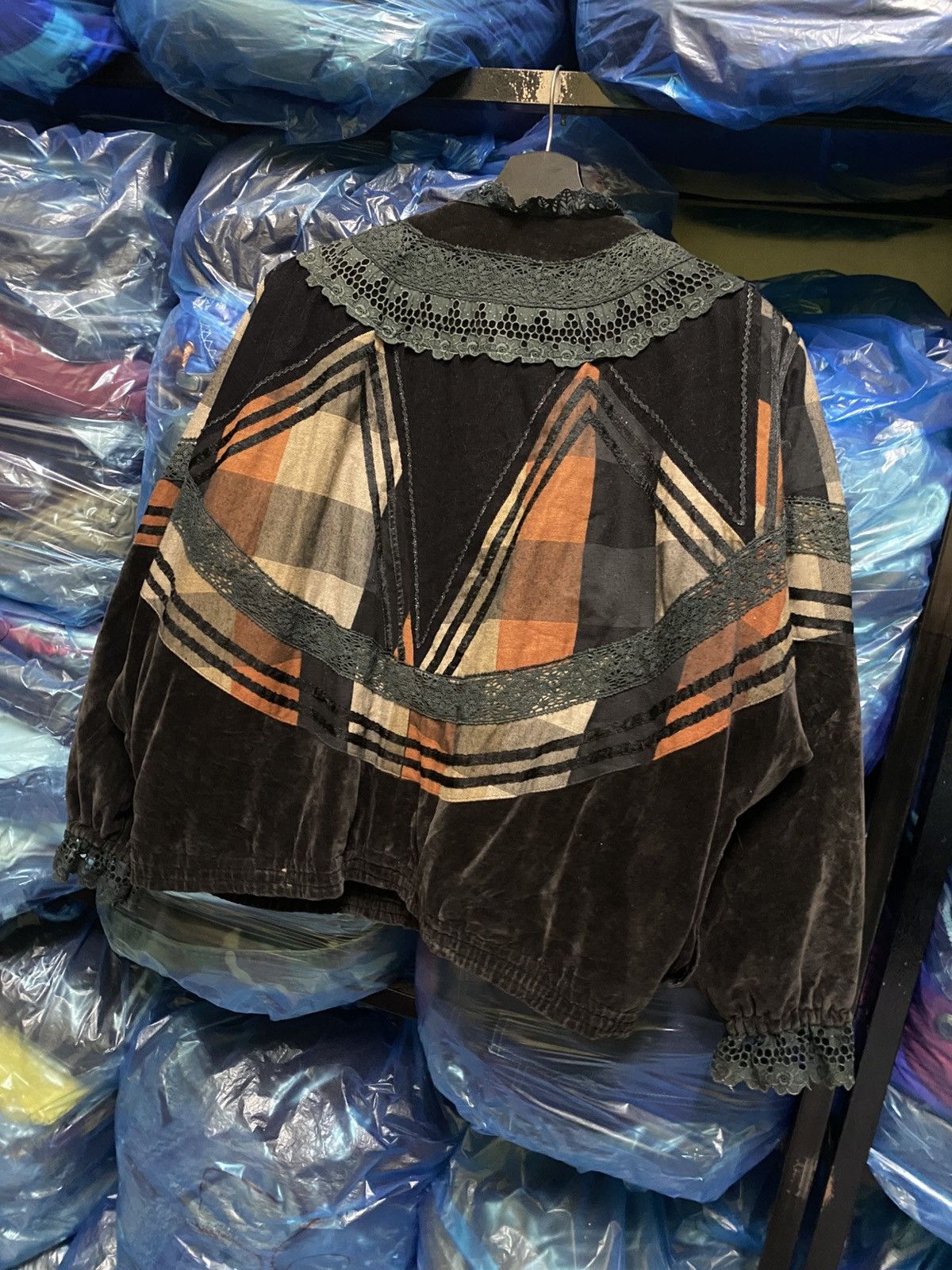 Other Vintage Boho Velvet Patchwork Jacket with Lace Collar Size L / US 10 / IT 46 - 8 Thumbnail