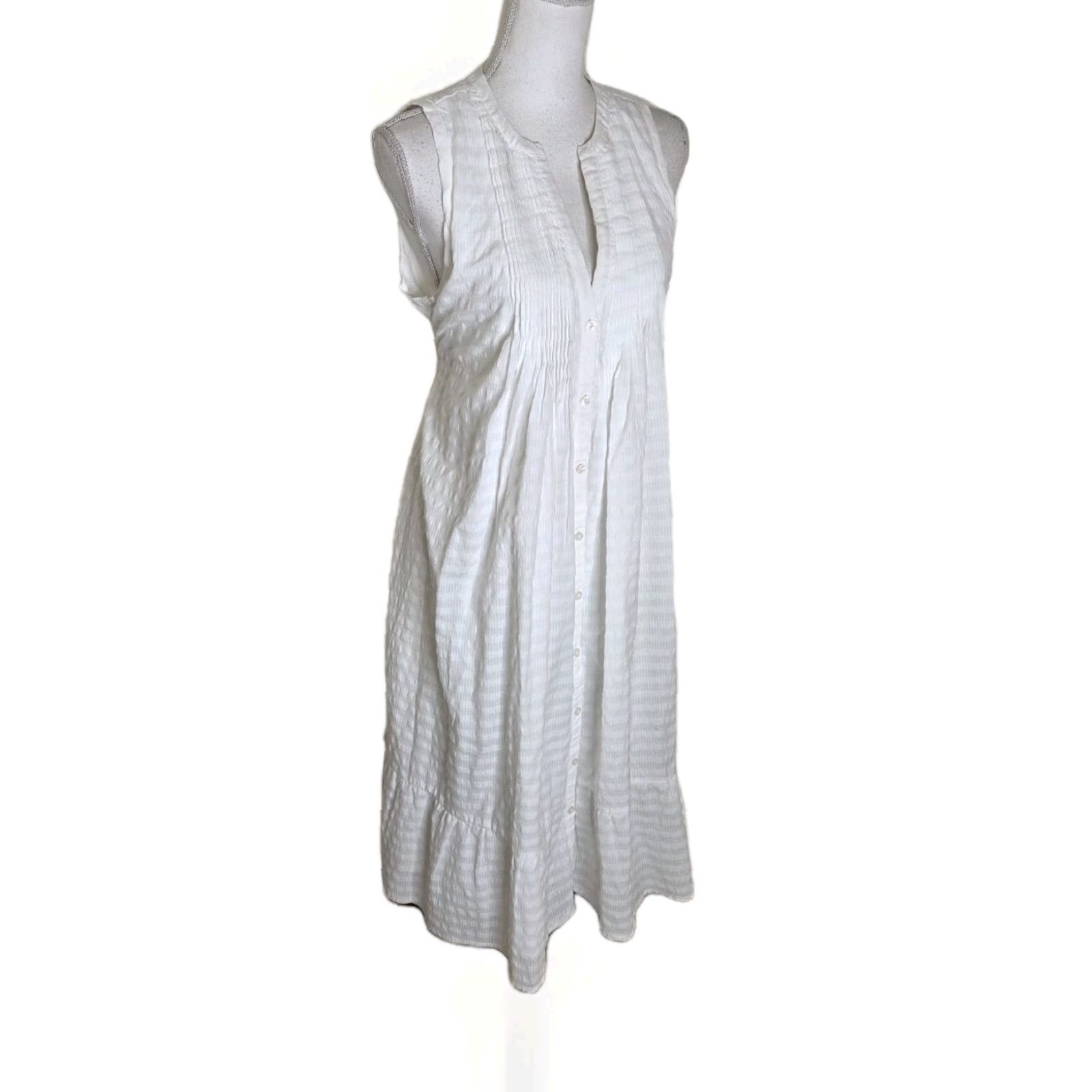 Vintage The Nines by HATCH Dress Womens M Sundress White Midi Sleeveless Square Neck Zip Smocked Floral Pattern - Floral Casual Summer 2020s Boys? Size M / US 6-8 / IT 42-44 - 2 Thumbnail