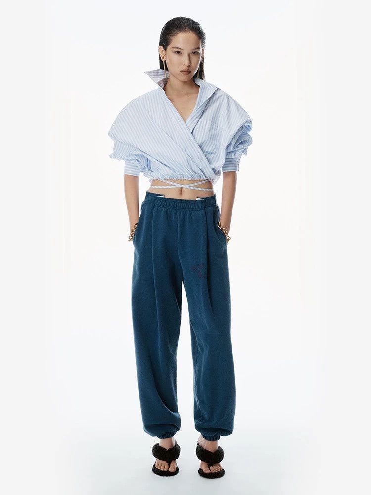 Alexander Wang Alexander Wang Striped Drawstring Shirt- Size S / US 4 / IT 40 - 1 Thumbnail