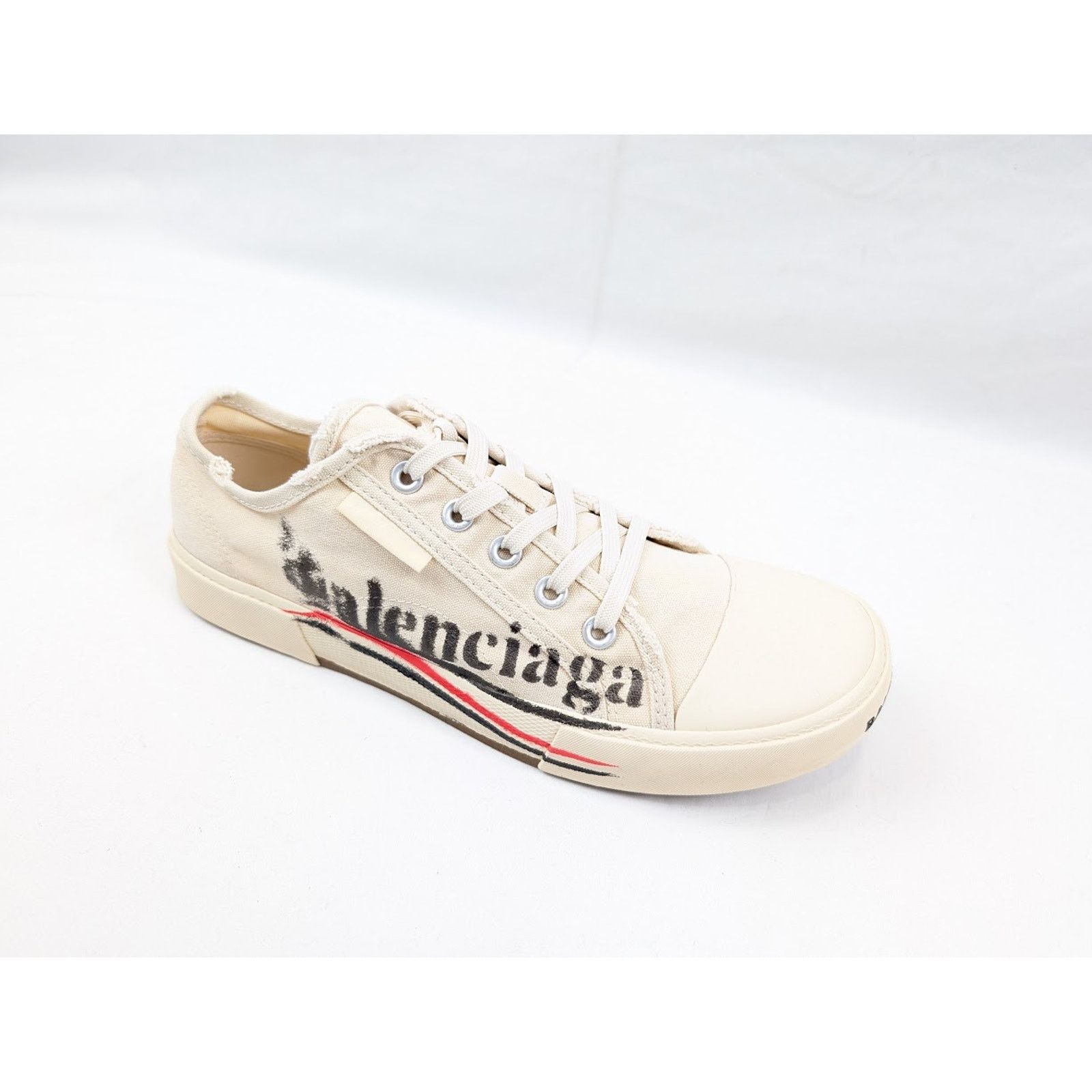 Balenciaga o1rshd1 Paris Low-Top Sneakers in White Size US 7 / EU 40 - 2 Thumbnail