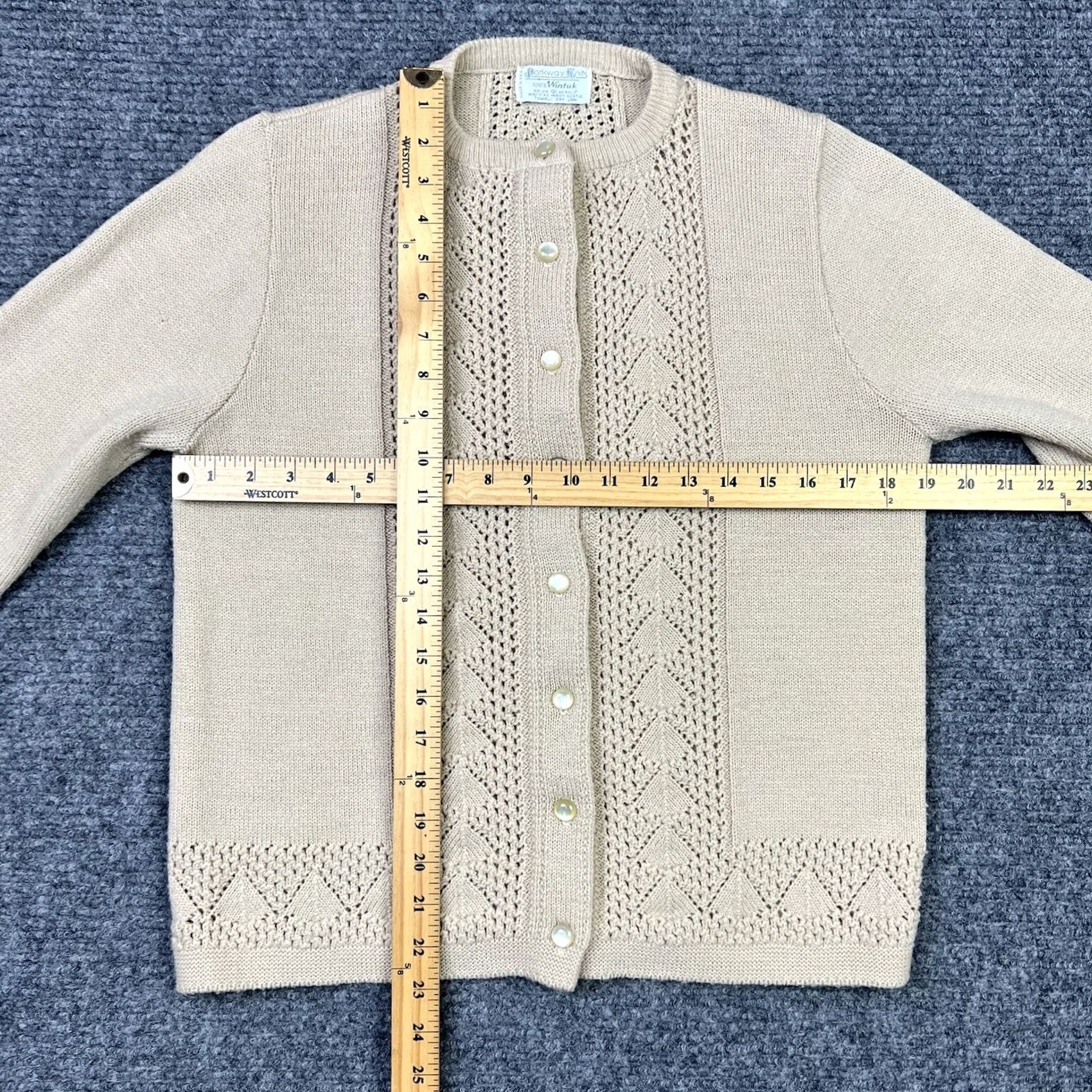 Vintage VINTAGE Parkway Knits Cardigan Shirt Women M Beige 90s Knit Heavyweight Crew Neck Buttoned Size M / US 6-8 / IT 42-44 - 7 Thumbnail