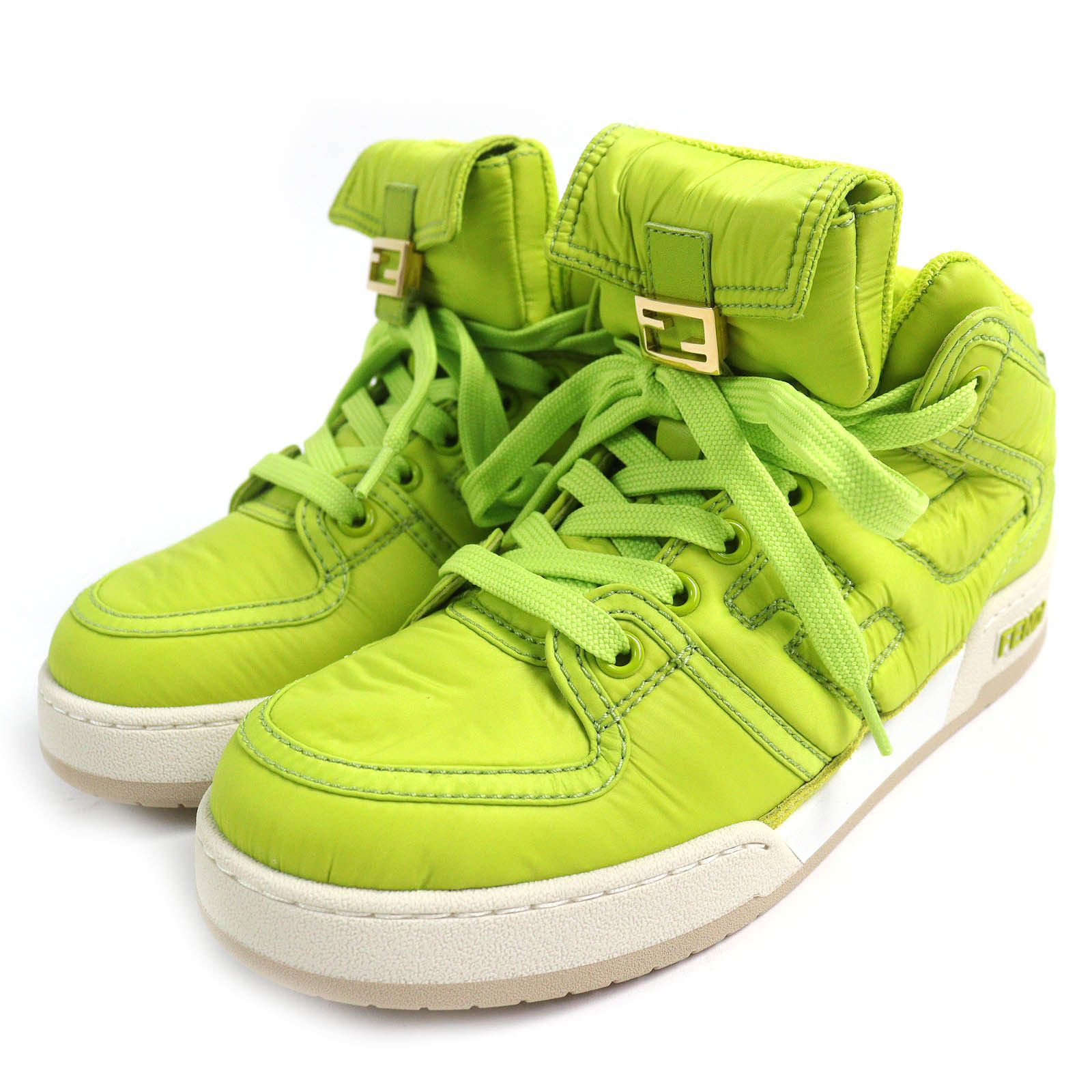 Fendi Fendi Fendi Baguette pocket Nylon Leather High Cut Sneakers Leather Shoes 8E8380 DUTY FREE for USA Size ONE SIZE - 1 Thumbnail