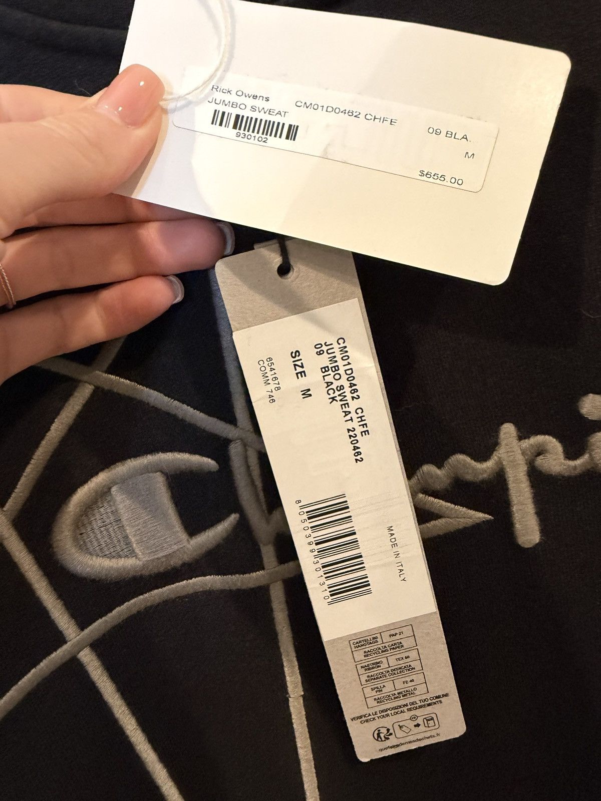 Champion × Rick Owens Rick Owens x Champion Jumbo Sweat Black Size US M / EU 48-50 / 2 - 3 Thumbnail