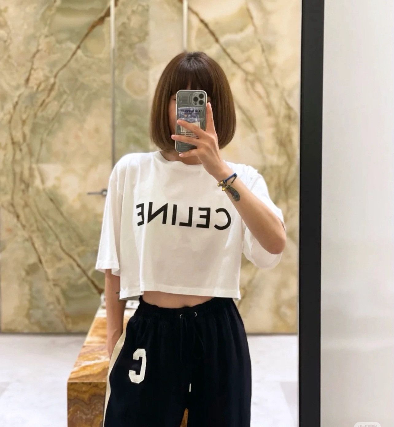 Celine Cropped Celine T-Shirt in cotton Jersey Size L / US 10 / IT 46 - 2 Thumbnail