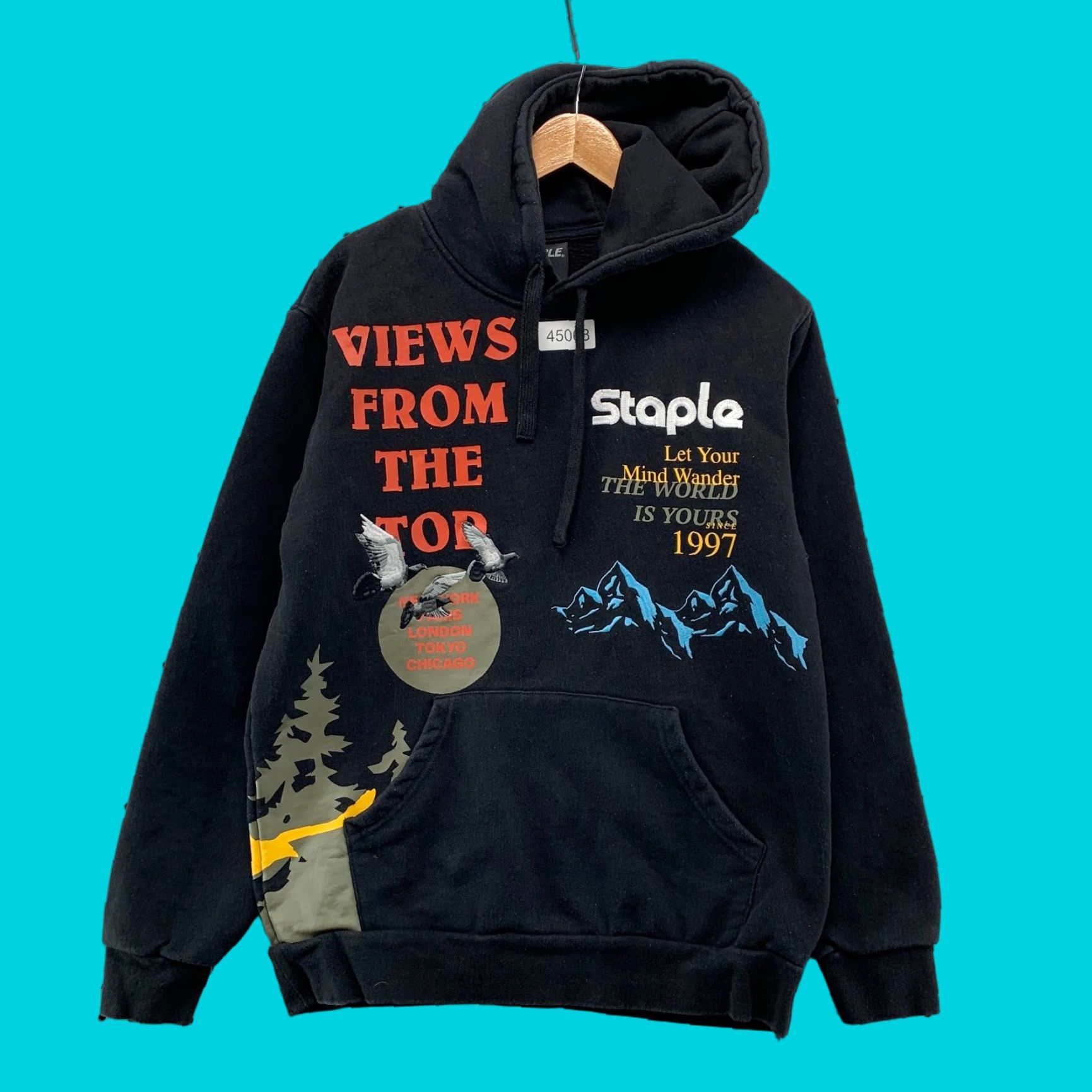 Vintage Staple Pigeon Sweatshirt Mens Medium Hoodie Black All Over Print Hip Hop Streetwear Size US M / EU 48-50 / 2 - 1 Thumbnail