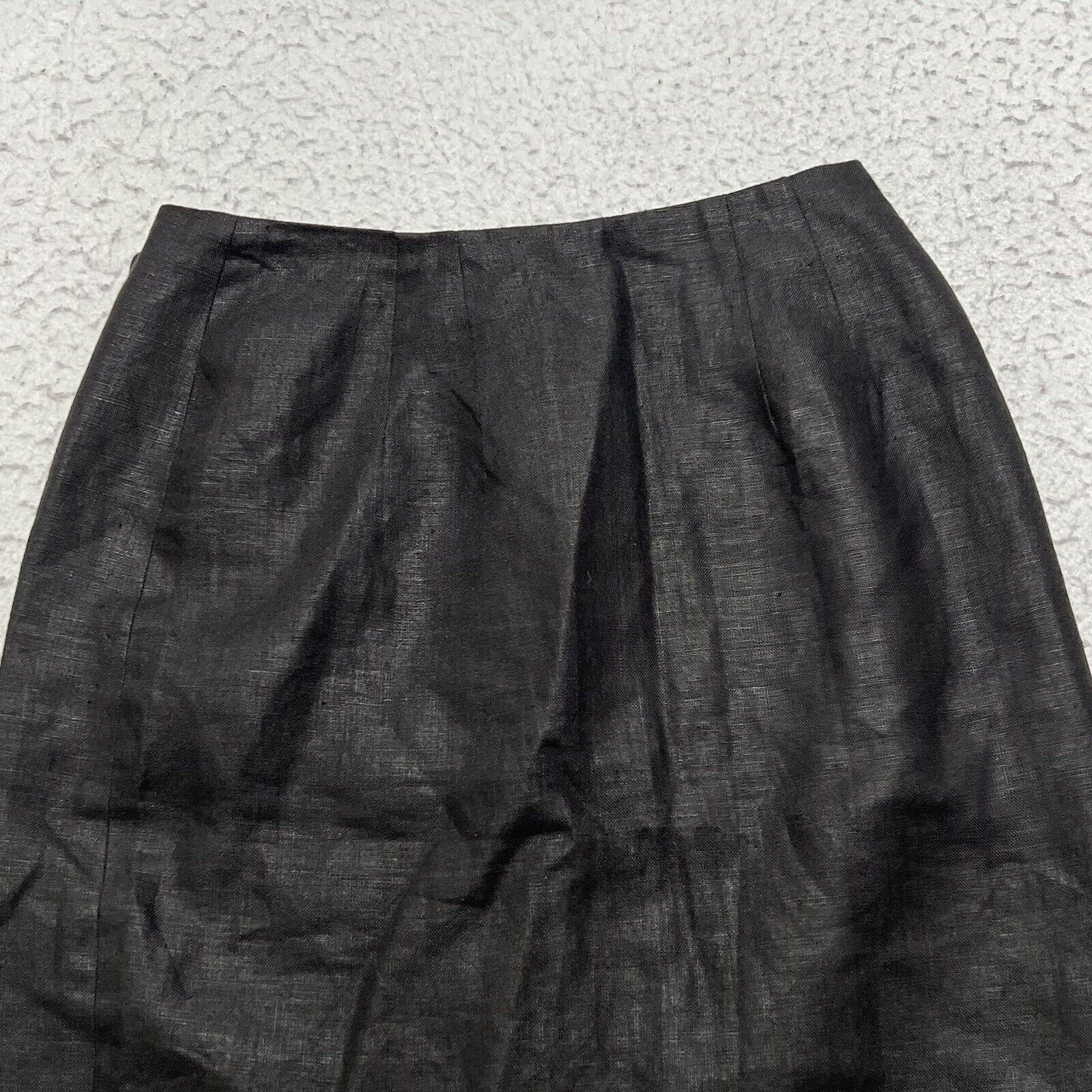 Ann Taylor Vintage Ann Taylor Pure Linen Pencil Skirt Black Made in USA Size 27" / US 4 / IT 40 - 8 Thumbnail
