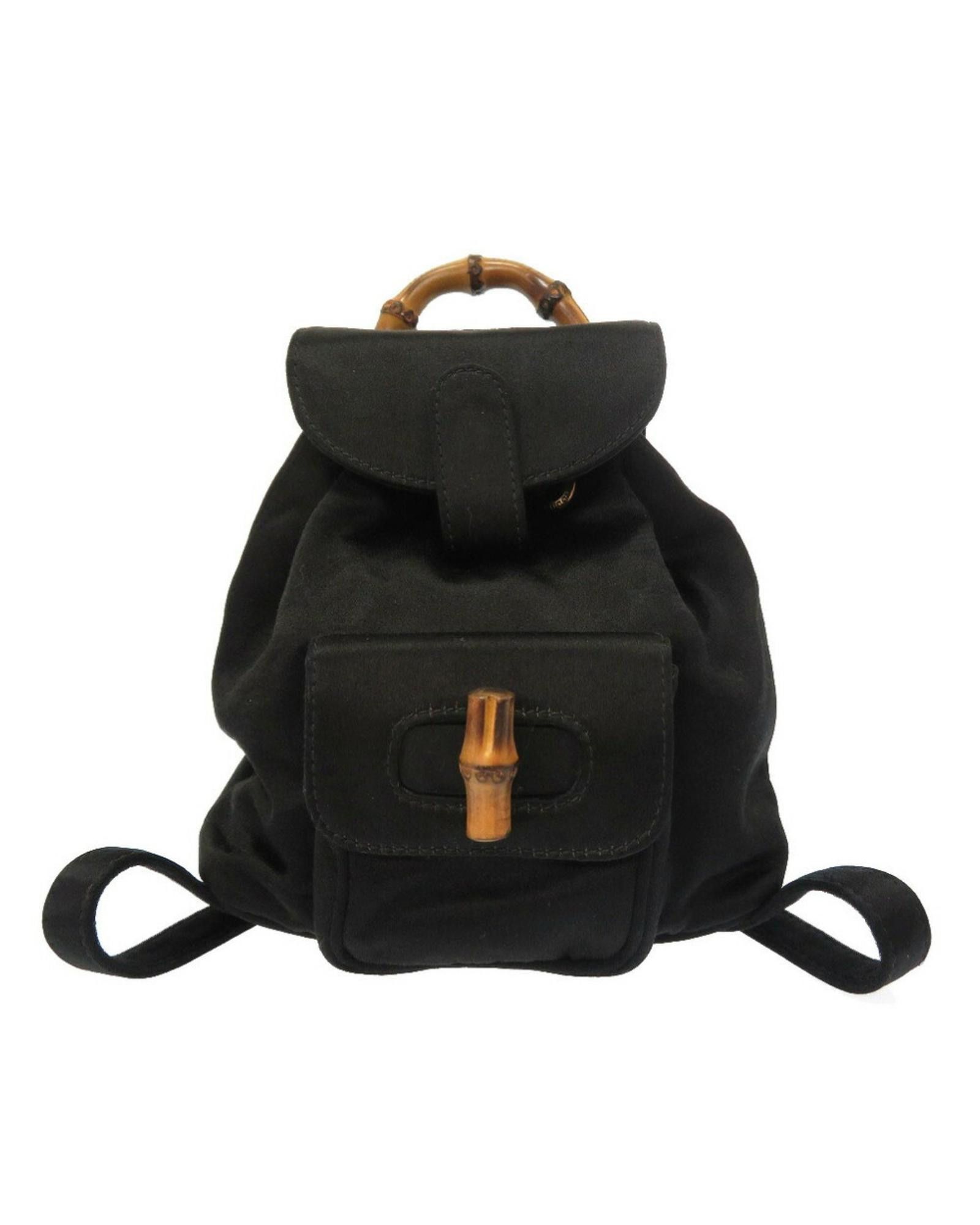 image of Black Gucci Bamboo Synthetic Handbag, Women's