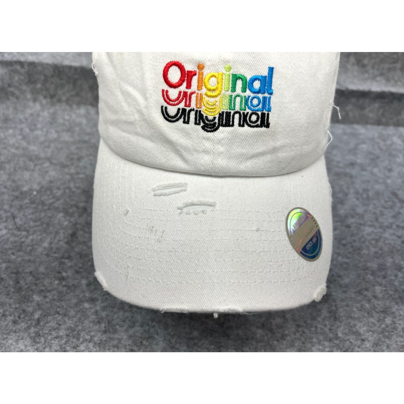 Vintage KBethos Hat Cap Strap Back Adult One Size White 100% Cotton Distressed Size ONE SIZE - 3 Thumbnail