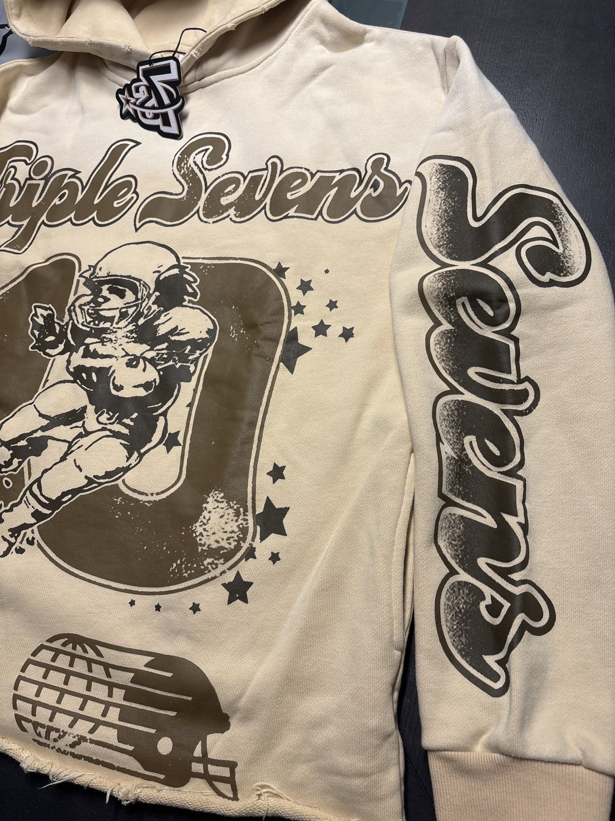 Vintage Triple sevens allstar football brown hoodie Size US XXL / EU 58 / 5 - 4 Thumbnail