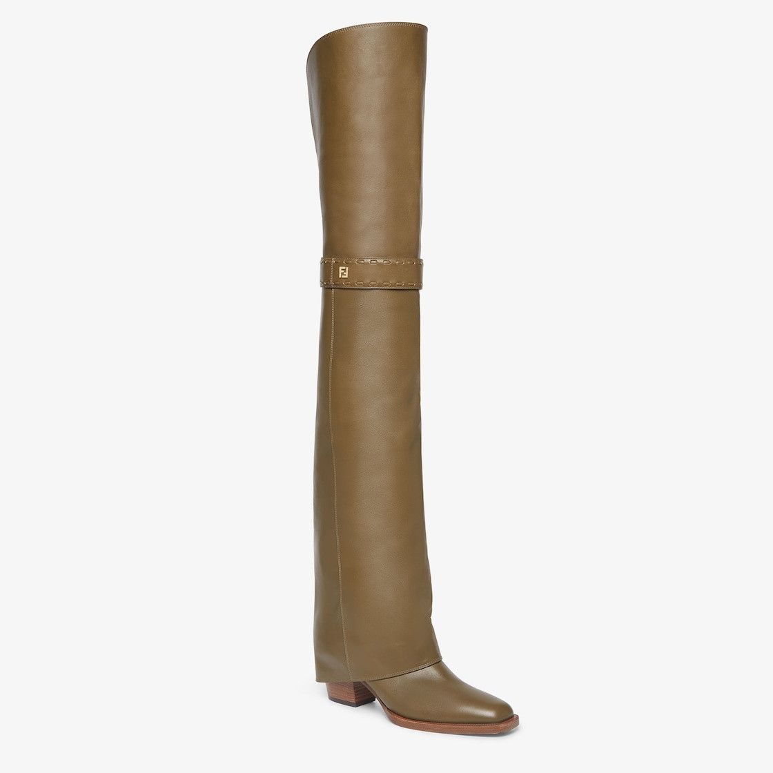 Fendi o1s1wg111025 Show Thigh-Hi Boots in Olive Green Size US 8 / IT 38 - 2 Thumbnail