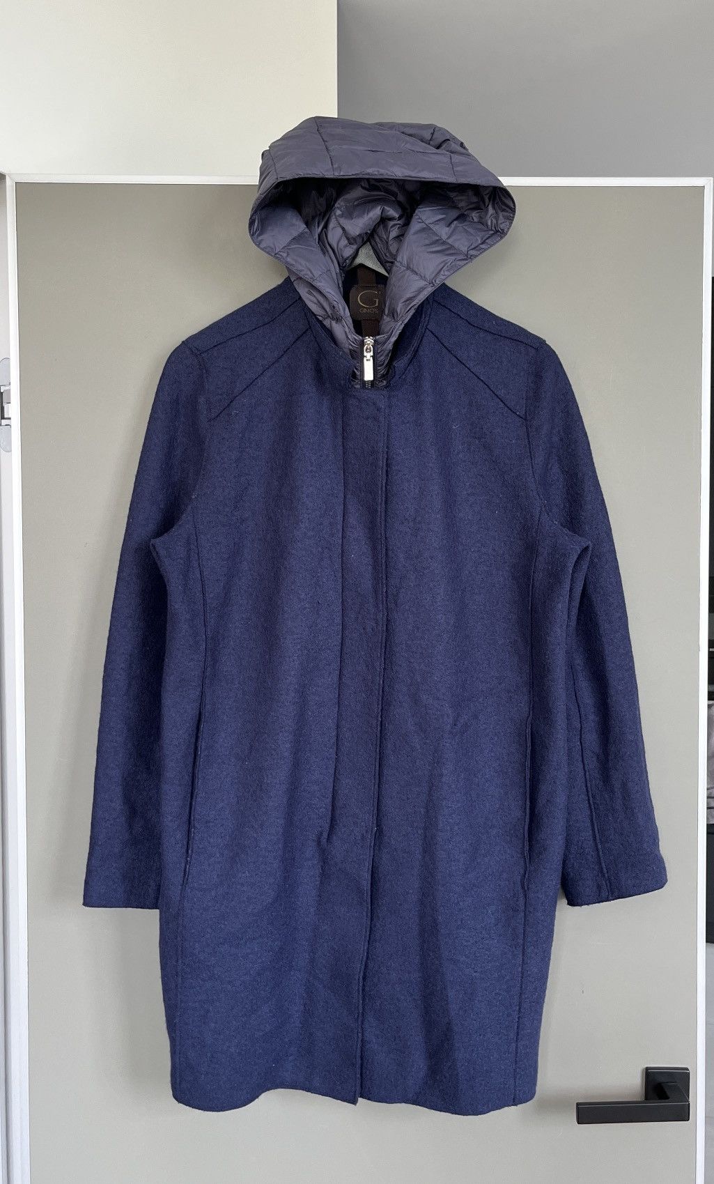 Gimo's Gimos Blue Wool Parka w/ Detachable Down Hood & Vest Size L / US 10 / IT 46 - 2 Thumbnail