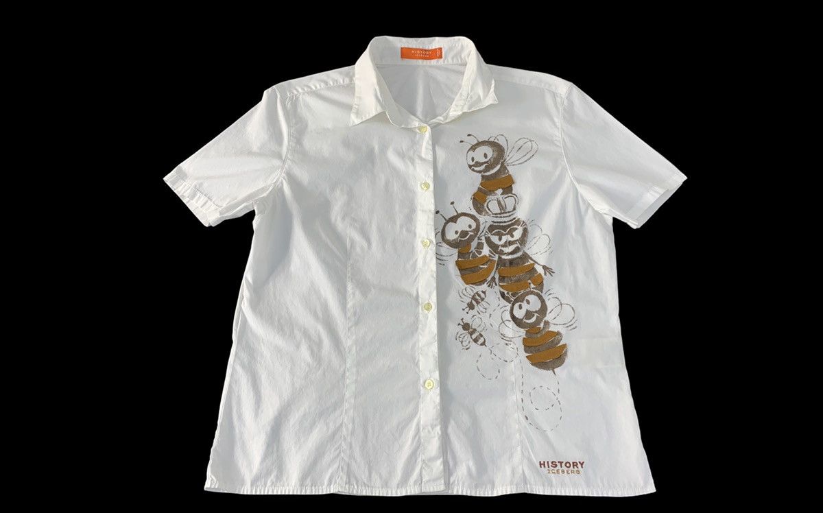 Iceberg Hype Iceberg History Flying Bee Art Printed Button Up Shirt Size M / US 6-8 / IT 42-44 - 1 Thumbnail