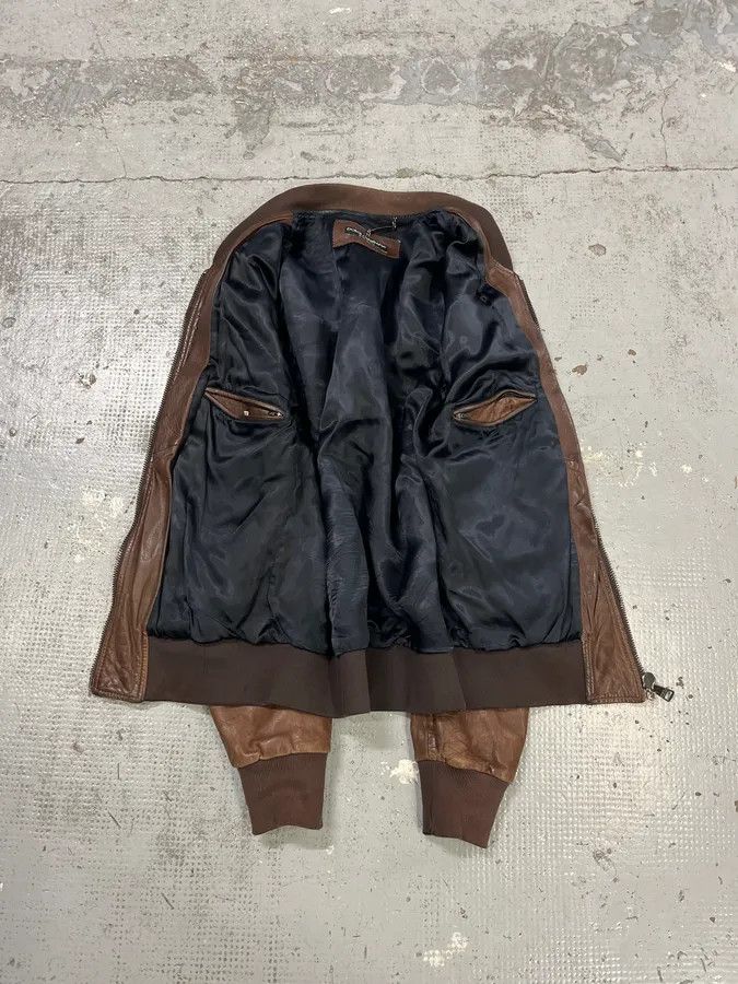 Dolce & Gabbana 2000s Dolce & Gabbana Brown Leather Bomber Jacket Size US M / EU 48-50 / 2 - 8 Thumbnail