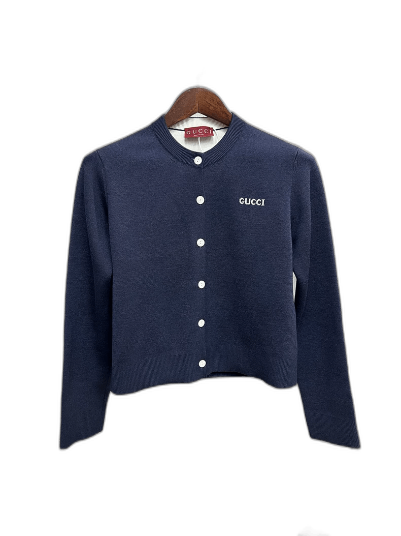 Gucci Gucci Blue Logo Knitted Cardigan M Size Size US M / EU 48-50 / 2 - 1 Thumbnail