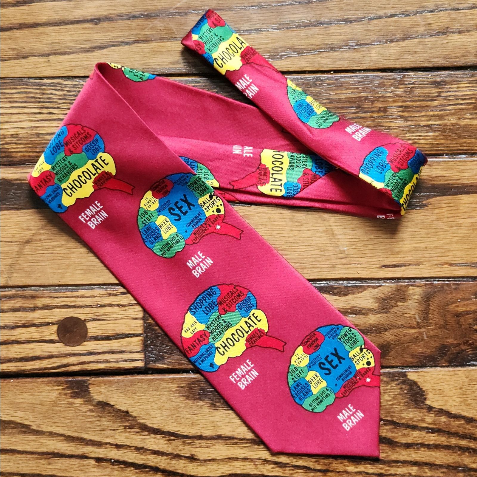 Vintage Vintage Novelty Tie Men's & Women's Brain Gender Sexes Silk Size ONE SIZE - 1 Thumbnail