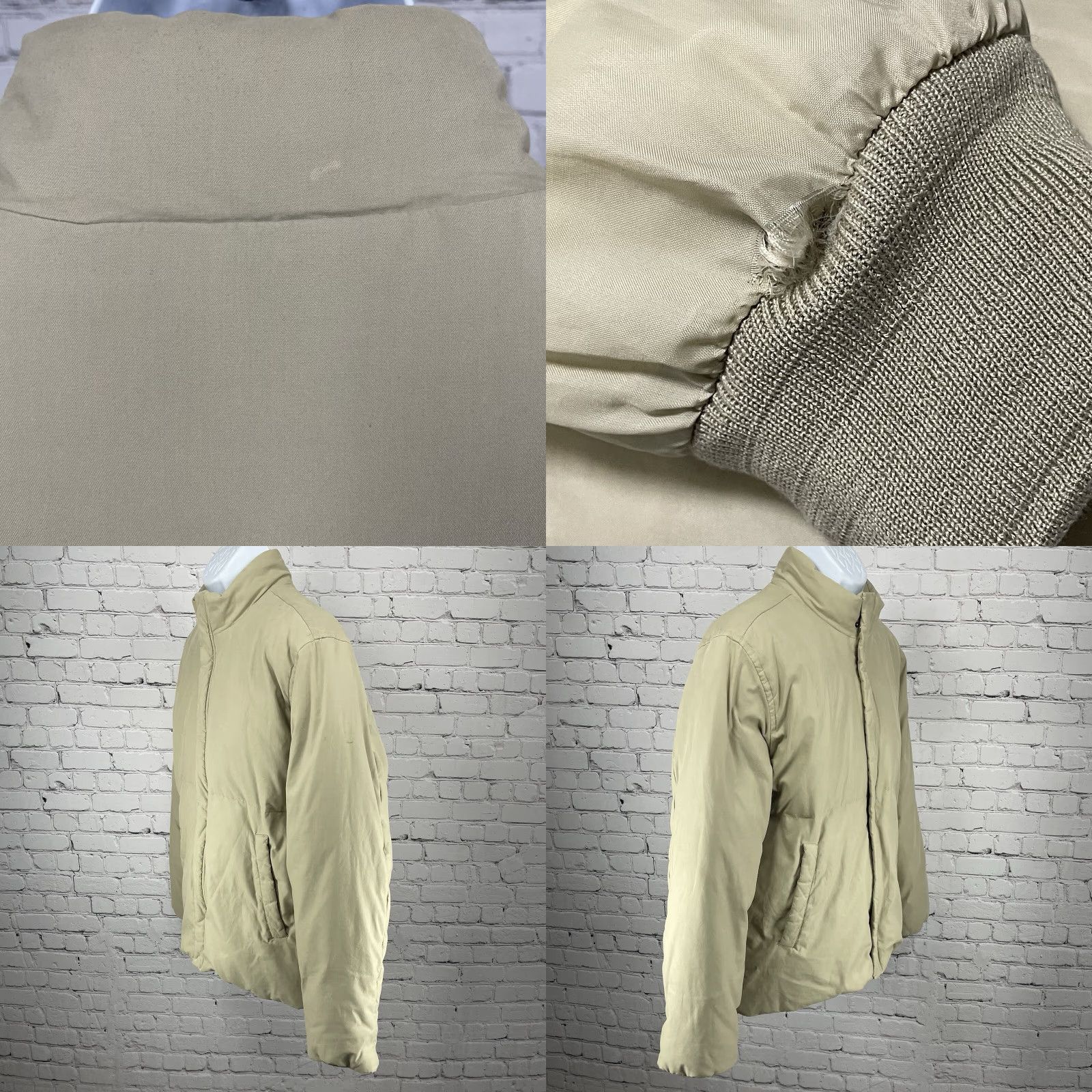Vintage Structure Khaki Down Filled Cotton Blend Puffy Zip Jacket Knit Cuff Size L Mens Regular Size US L / EU 52-54 / 3 - 8 Thumbnail