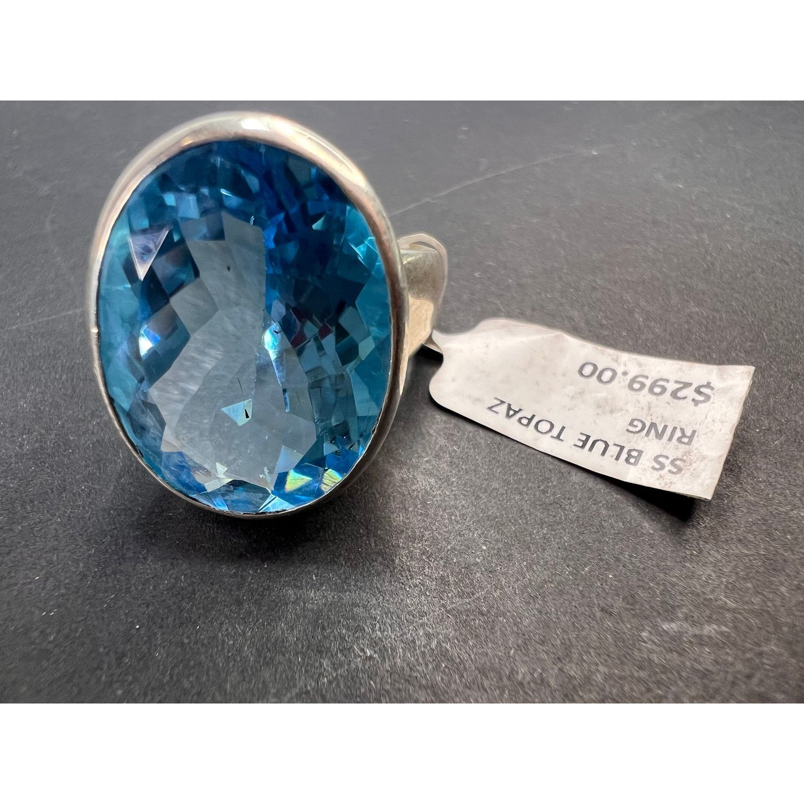 Other NEW Blue topaz sterling silver ring size 8 / 12.47 grams Size ONE SIZE - 4 Thumbnail