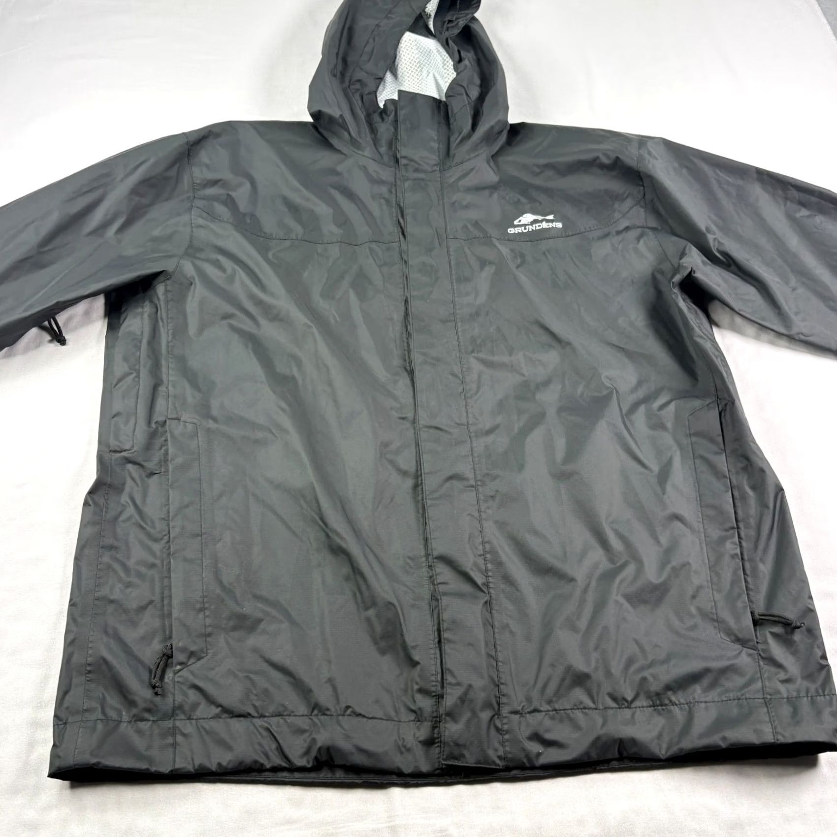 Rains Grundens Rain Jacket Mens XL Black Full Zip Waterproof Hooded Outdoor Coat Jacket Size US XL / EU 56 / 4 - 3 Thumbnail