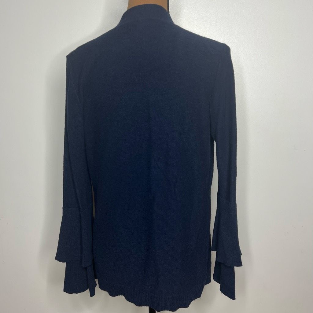 J.Crew J. Crew Navy Cardigan Open Front Sweater, Layered Ruffle Sleeves Women’s Medium Size M / US 6-8 / IT 42-44 - 5 Thumbnail