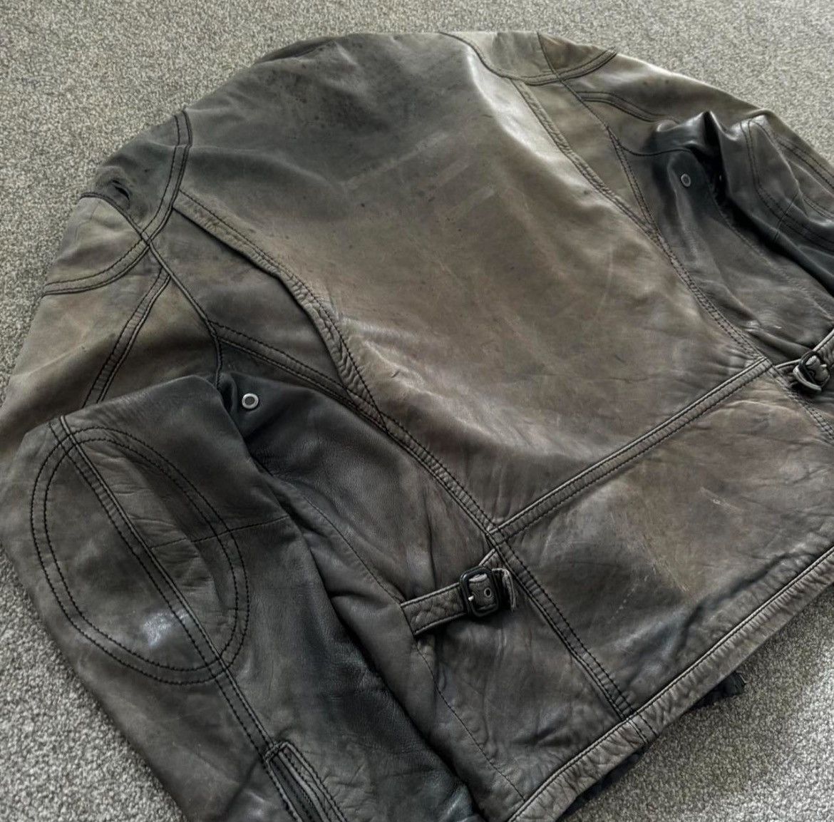 Designer × Massimo Dutti × Vintage Massimo Dutti Grey Washed Leather Jacket Size US M / EU 48-50 / 2 - 3 Thumbnail