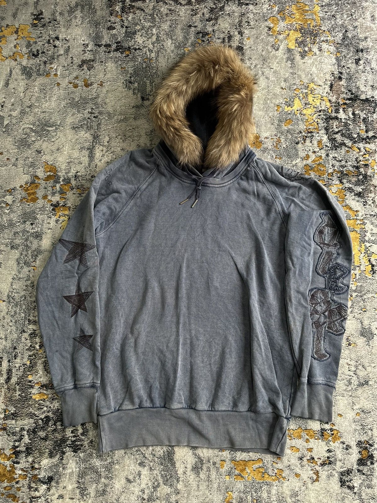Diesel PERFECT FADED DIESEL FUR HOODIE EMBROIDERY STAR SKULL Size US L / EU 52-54 / 3 - 1 Thumbnail