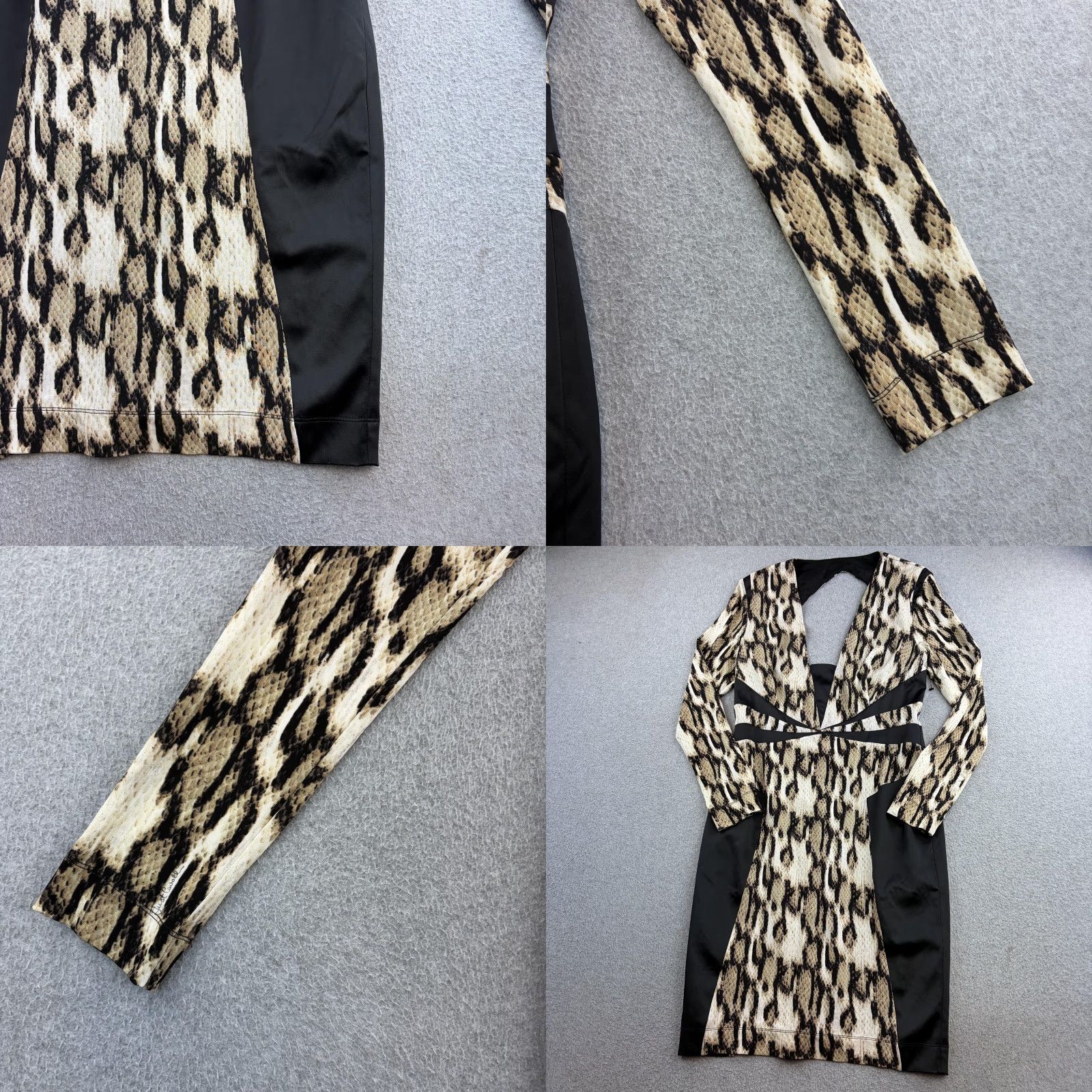 Just Cavalli Just Cavalli Dress Womens 46 Beige Animal Print Cutout Bodycon Long Sleeve Knee Length Zipper Backless Ladies Venntage? Size L / US 10 / IT 46 - 8 Thumbnail