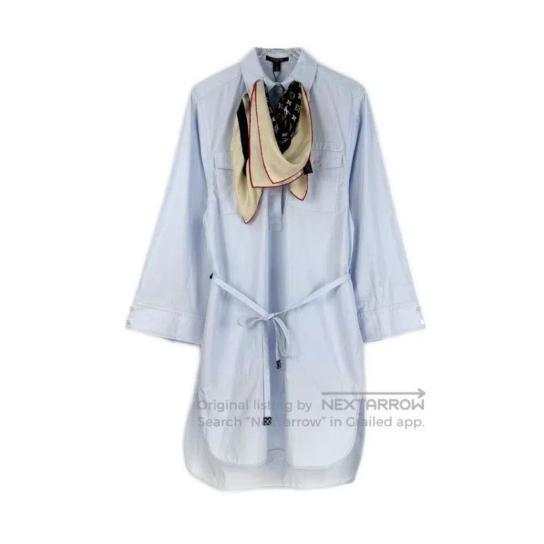 Louis Vuitton Light blue full logo scarf collar belt long