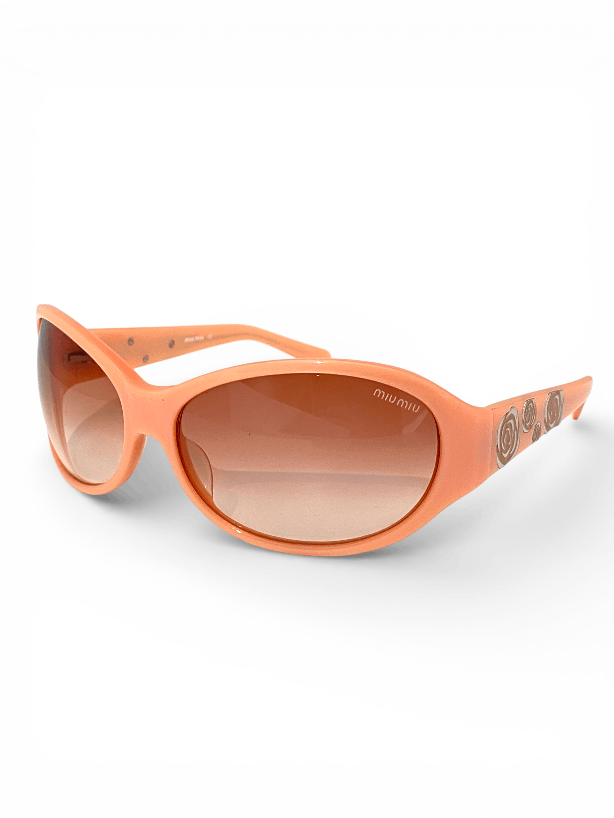 Miu Miu Miu Miu Flower Floral Logo Peach Retro Oval Sunglasses Y2K Size ONE SIZE - 2 Thumbnail
